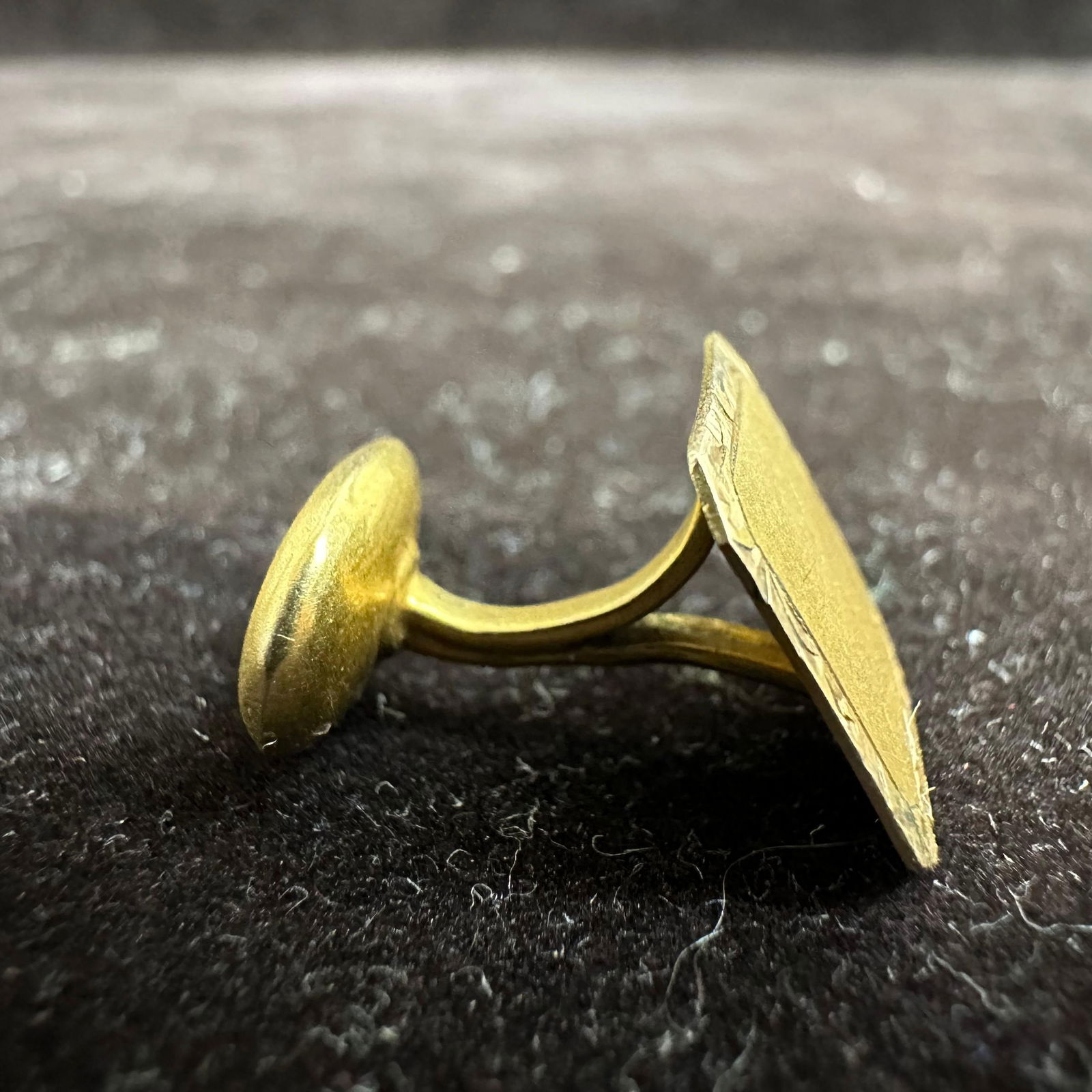 14K Gold Square Textured Border Cufflink - 6