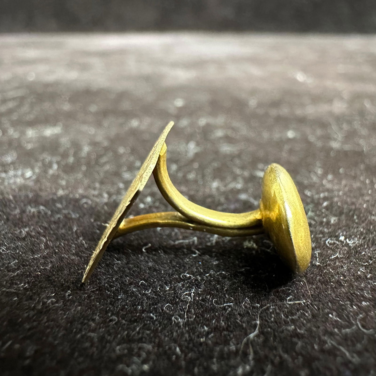 14K Gold Square Textured Border Cufflink - 7