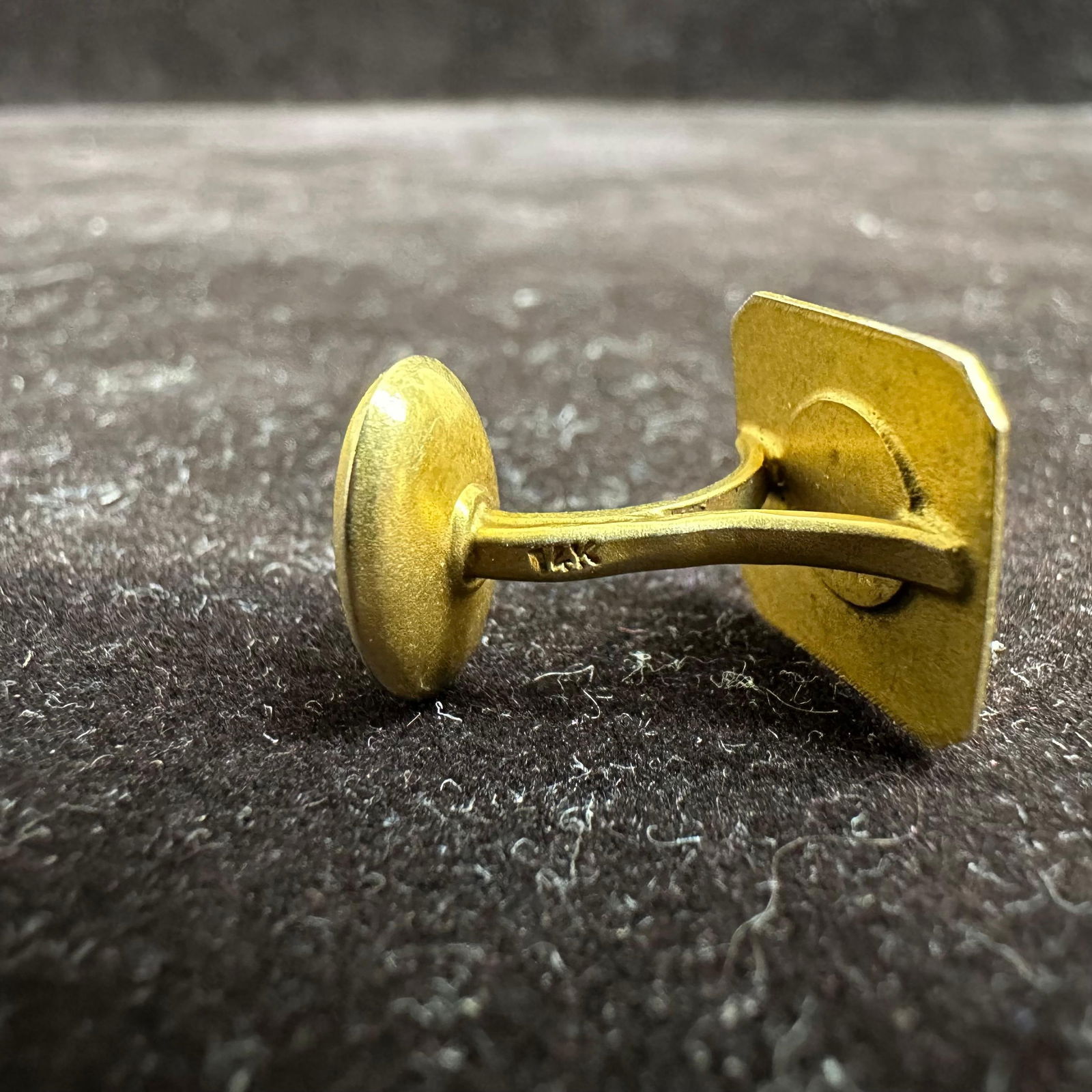 14K Gold Square Textured Border Cufflink - 8