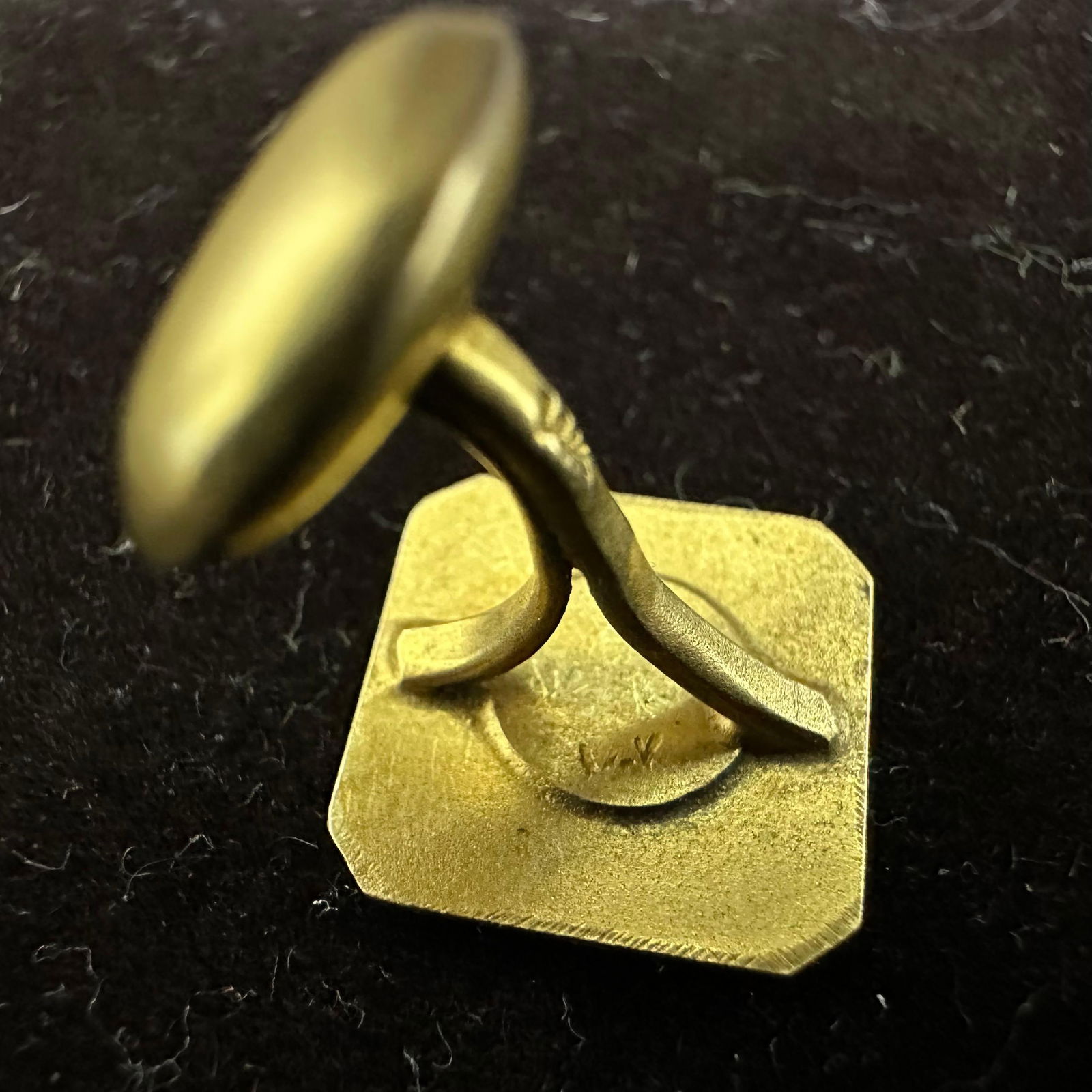 14K Gold Square Textured Border Cufflink - 9