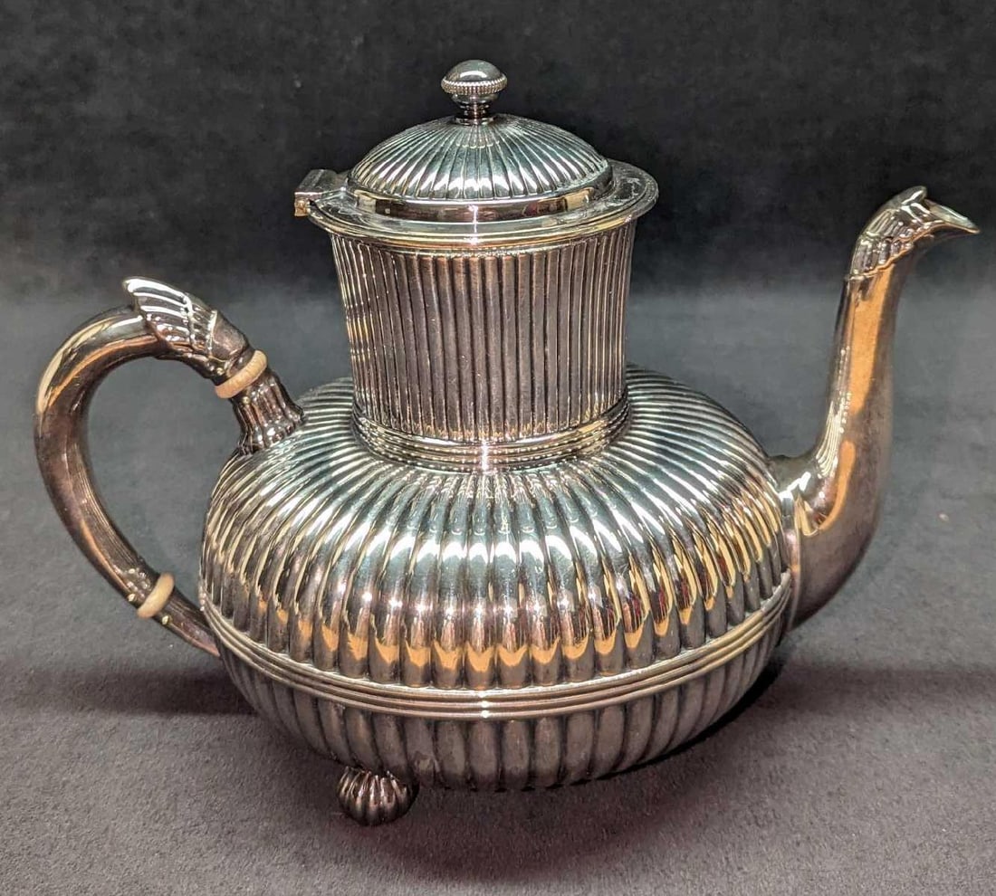 Vintage Gorham Silverplate Ribbed Pattern Teapot - 2