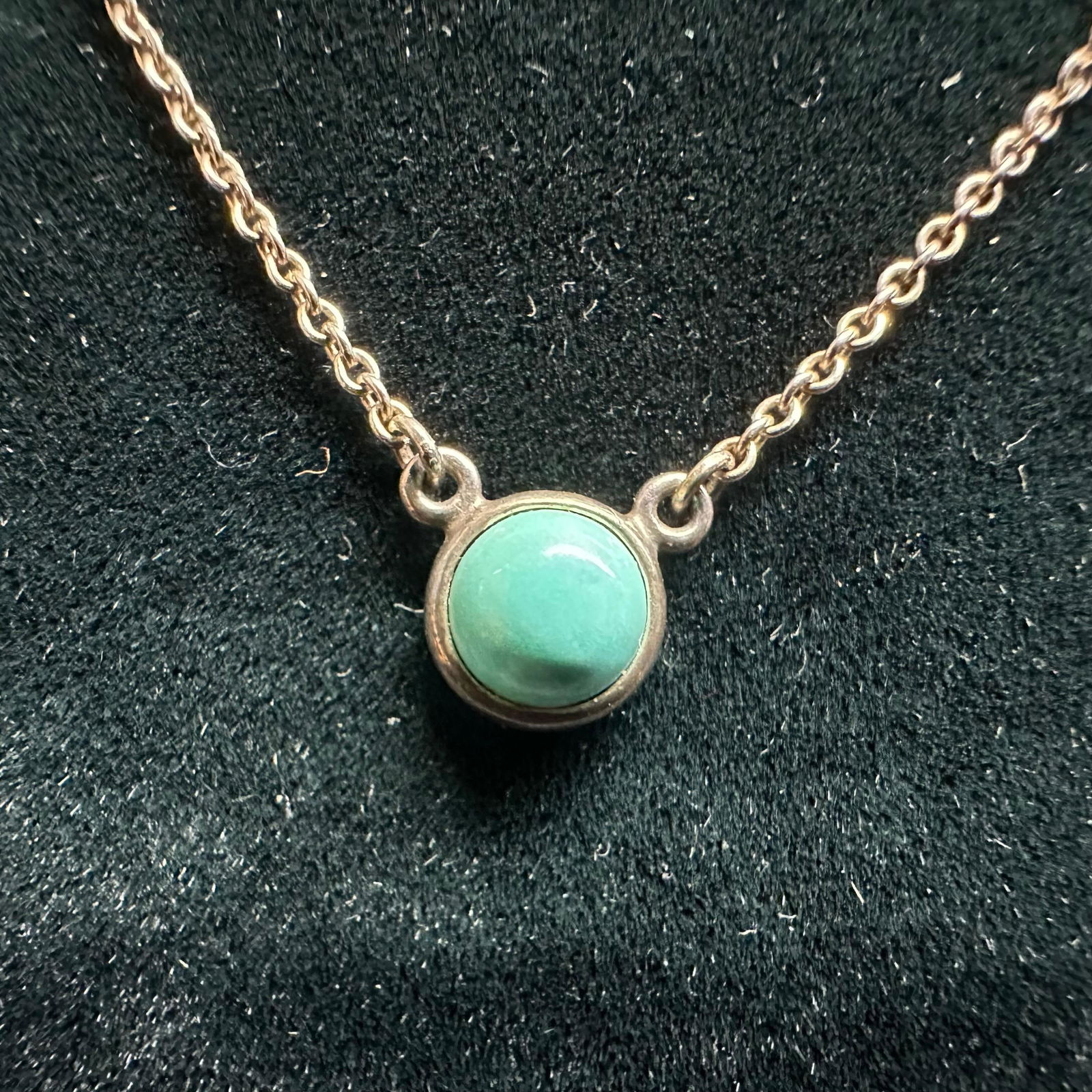 Small Turquoise Style 925 Sterling Designer Inspired Necklace: This item is in good pre-owned, previously used/displayed condition with noticeable light wear and surface scratches. Please reference all photos for full details. This piece of jewelry has been