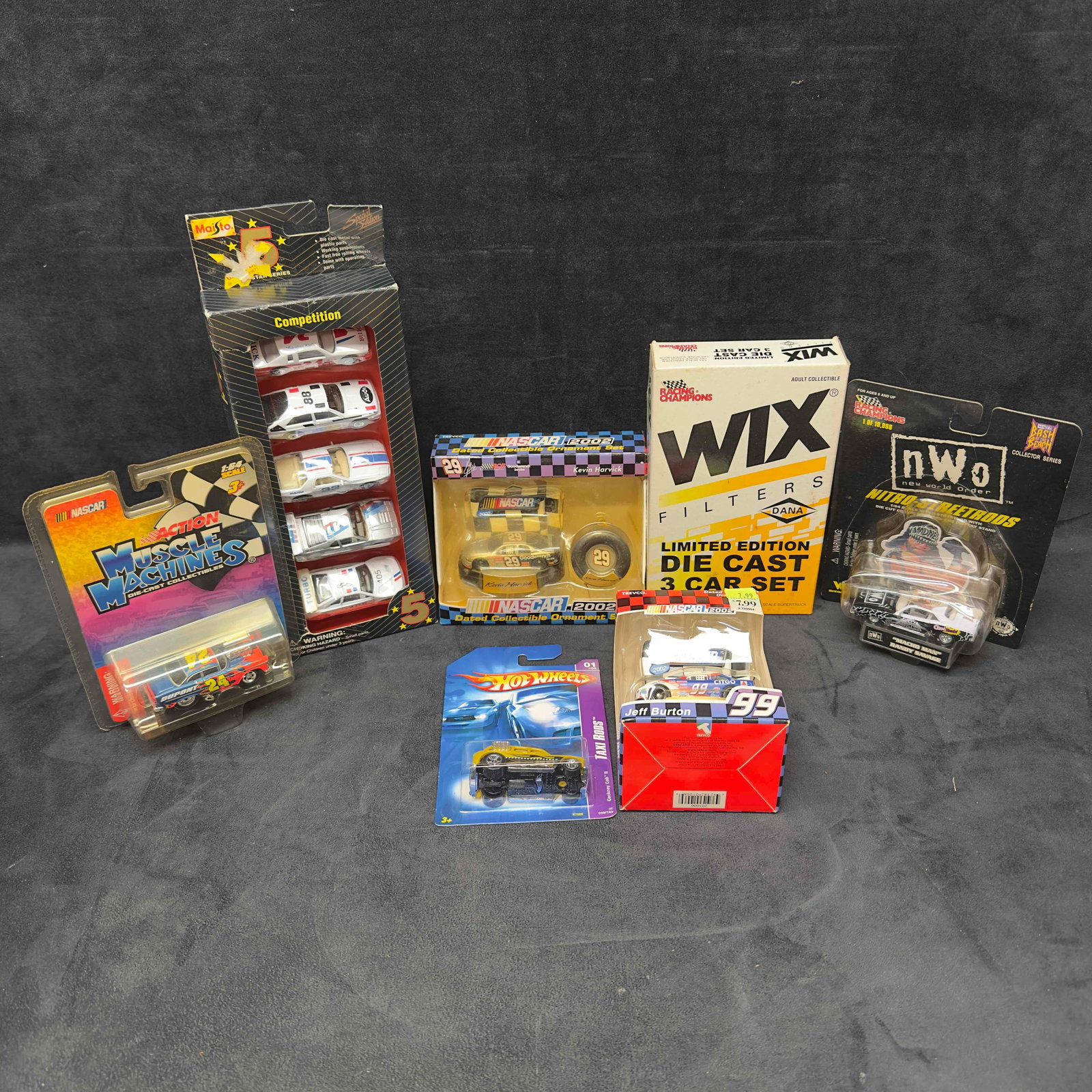NASCAR Various Small Toy Die Cast Metal Cars Set Lot of Thirteen 13 Collectible Car New: NASCAR Various Small Toy Die Cast Metal Cars Set Lot of Thirteen 13 Collectible Car New. Each collectible is Sealed new featuring several die cast cars various sizes, mainly 1;64 scale. NASCAR, NWO, H