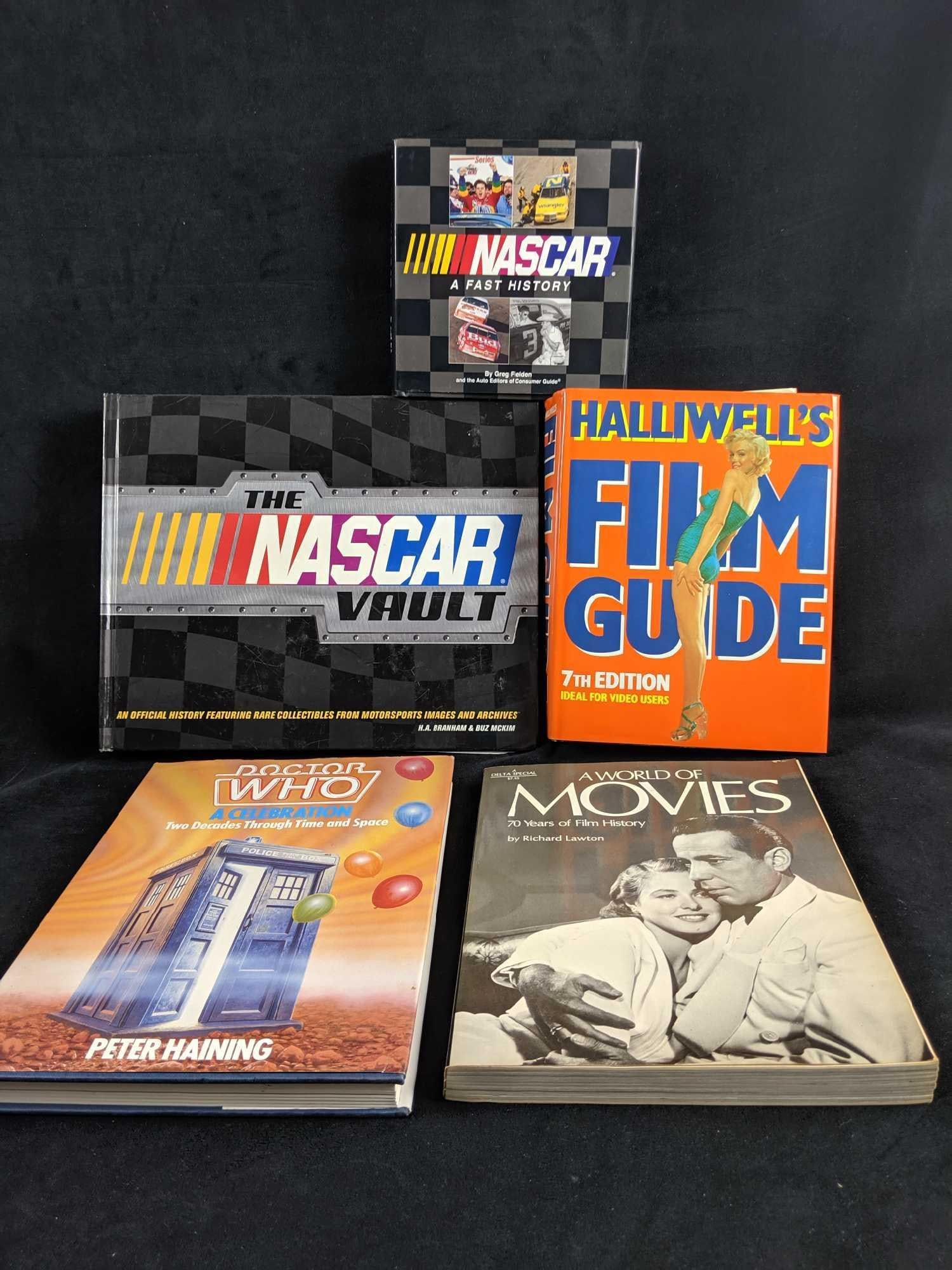 Lot Of Five Books On Entertainment: This collection of five includes: "The Nascar Vault" by H.A Branham and Buz McKim, which is approx 13" x 11". This is the ring bound edition and is full of 150 images and 26 NASCAR col