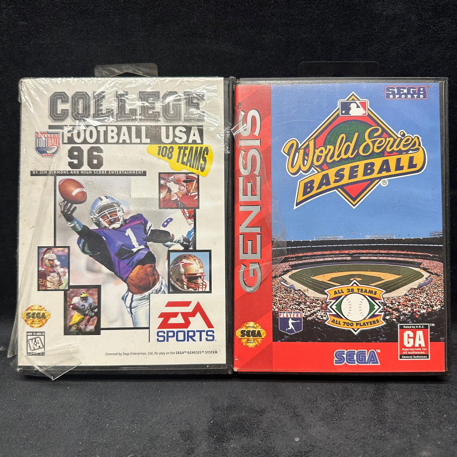 Collectible Vintage Sega Video Game Set Sport Games: Both games included the original box and game cartridge. These items are in pre-owned, previously used/displayed condition with minor light wear and surface scratches. Please reference all photos for
