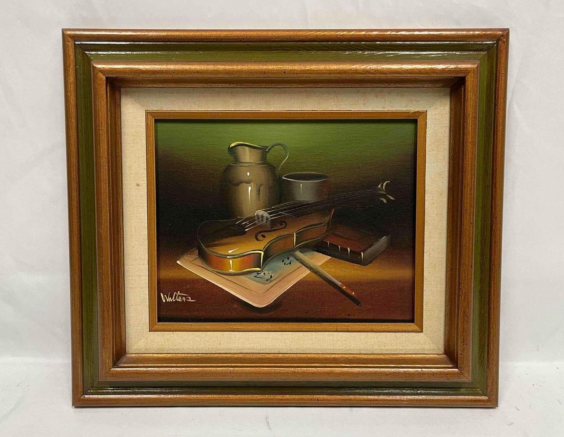 Original Framed Acrylic On Board Still Life By Walter: This lot contains a Original Framed Acrylic On Board Still Life By Walter. The frame is approx 13 3/4" x 15 3/4". Total weight is approx 1.5lbs. Overall the framed original is in good used condition w
