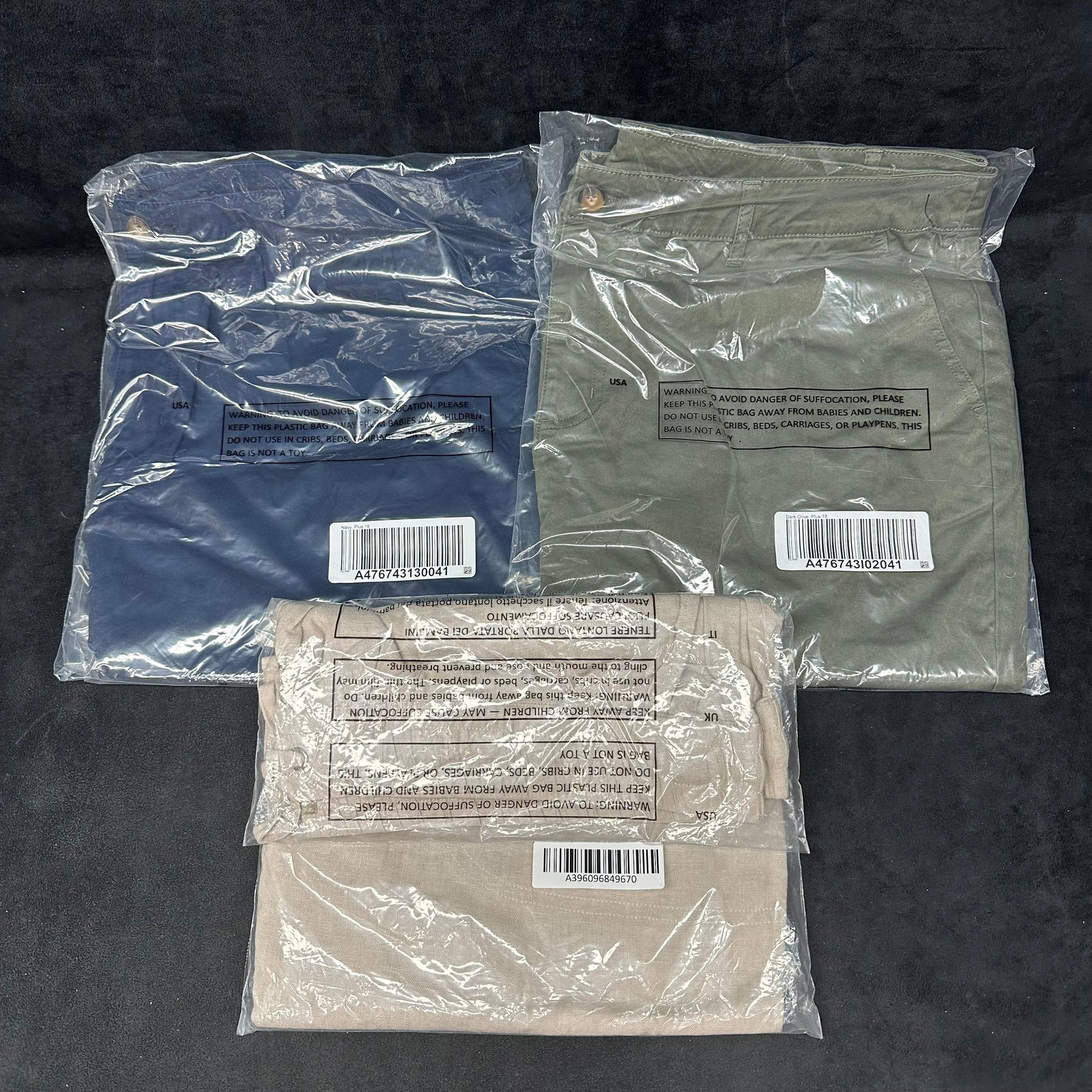 Denim and Co. Shorts and Pants Clothing Lot Plus 18 and XL: Group of three women’s clothing items, new in original packaging. Includes assorted short and pants in various styles and colors. Sizes noted on packaging include Extra Large and Plus 18. Items appe