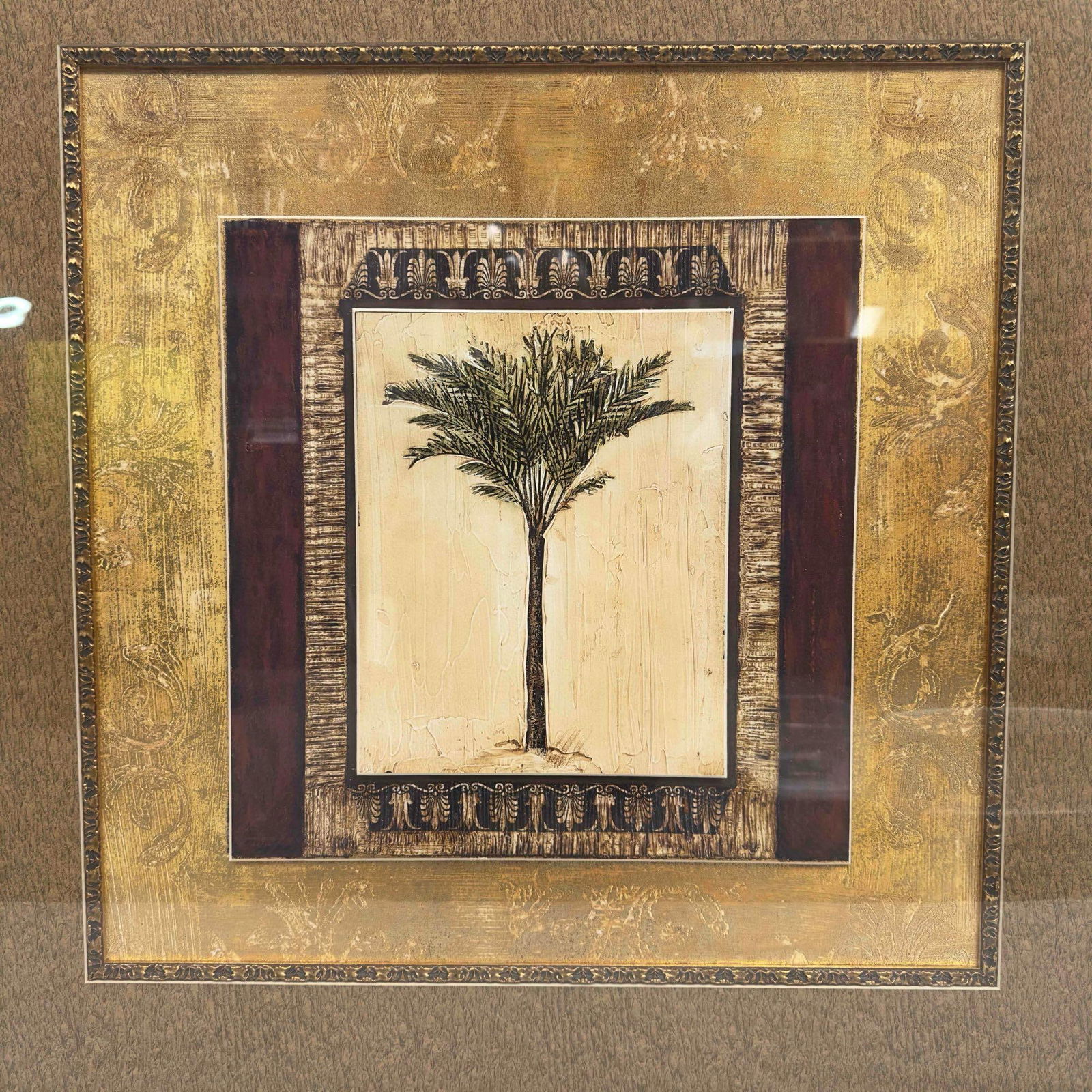 Stately Palm Tree Giclee Fine Art Framed Print by Mindeli Ornate Frame: Stately Palm Tree Giclee Fine Art Framed Print by Mindeli Ornate Frame. This item is in good pre-owned, previously displayed condition with light wear, and surface scratches. Please reference all phot