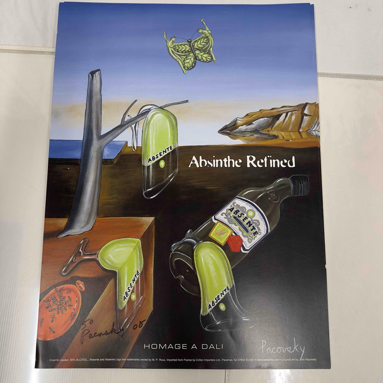 Absinthe Refined Ad Poster Homage A Dali by John Pacovsky Hand Signed and Numbered Set Lot of 32: Absinthe Refined Ad Poster Homage A Dali by John Pacovsky Hand Signed and Numbered Set Lot of 32. This set includes thirty two (32) hand signed and numbered posters by John Pacovsky. Limited Edition 5