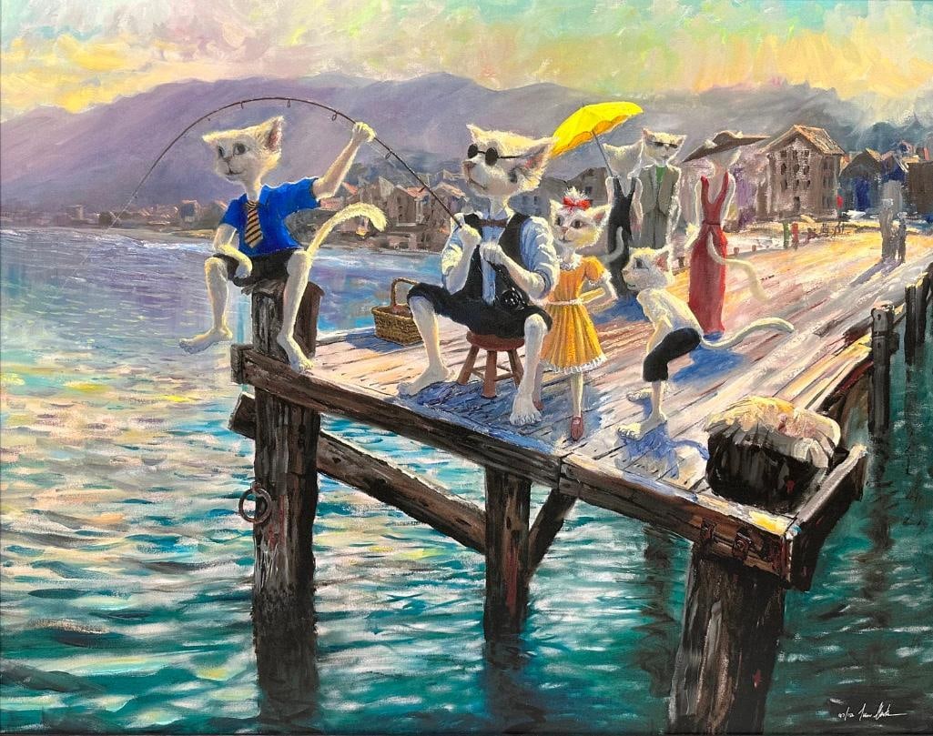 S&N Ivan Clarke "Sunday Fishing" Framed Giclée: S&N Ivan Clarke "Sunday Fishing" Framed Giclée Signed and numbered giclee on canvas print of Sunday Fishing by Ivan Clarke. Comes in framed with the COA. This piece comes from Clarke'