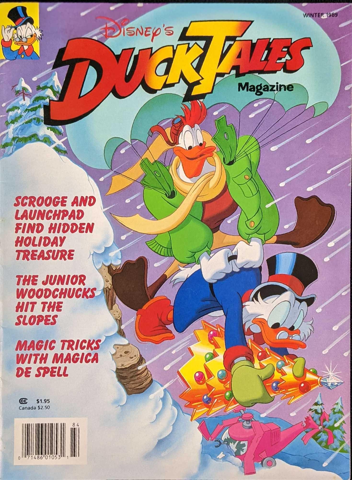 Disney Ducktales Magazine Winter 1989: Disney Ducktales Magazine Winter 1989. The magazine is approx 8" x 11" and it weighs under one pound at 0.18lb. The magazine is in a good, used condition with one page feeling a little loose but still