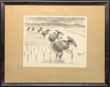Framed Vintage Signed Howard Baer Planting Rice Lithograph: Framed Vintage Signed Howard Baer Planting Rice Lithograph. "Planting Rice, Kunming, China". The limited edition framed print was signed by the artist on the bottom right of the print. The framed prin