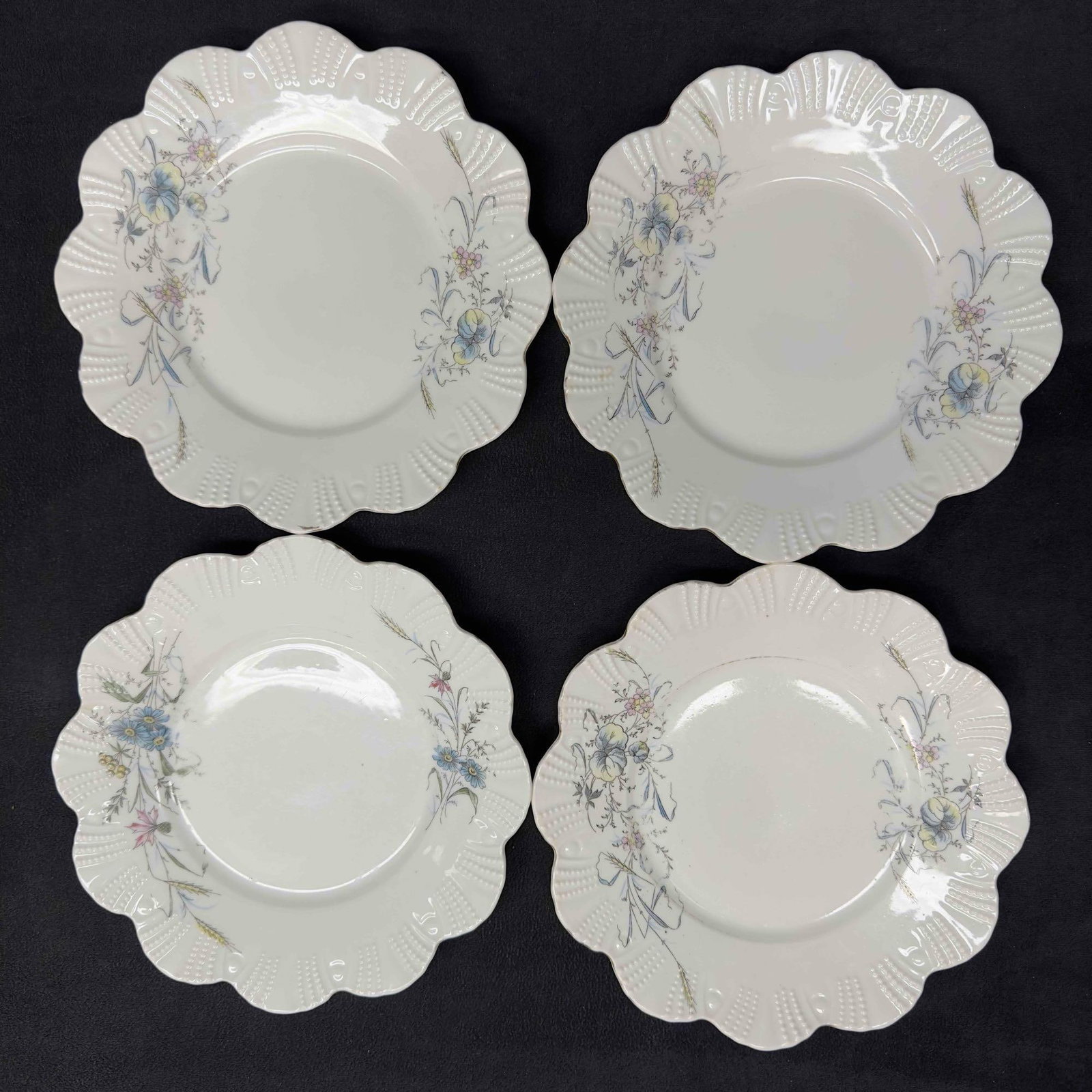 Milk White Floral Kitchenware Plates Set Four Salad Plate Lot (1 of 8)