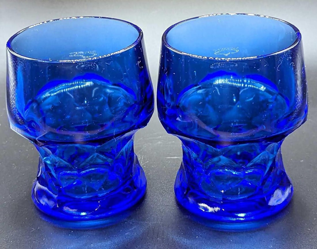 2 Vintage Georgian Blue Whiskey Glasses B (1 of 8)