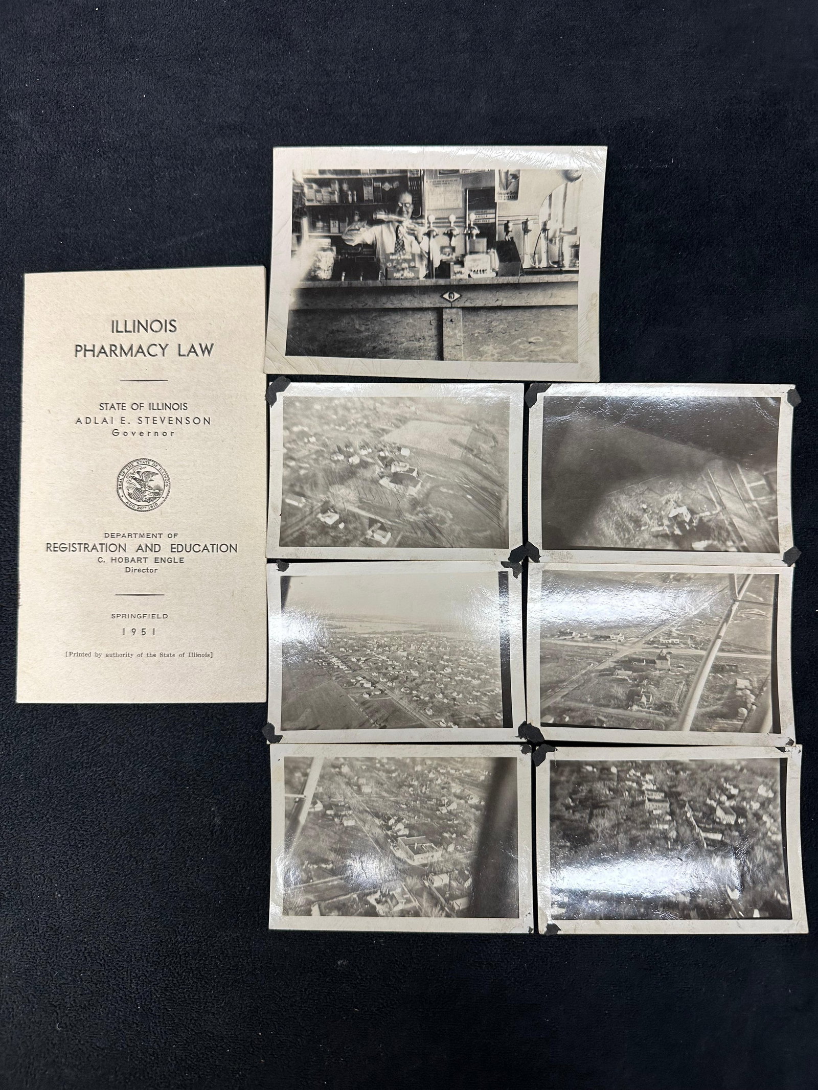 Group of Vintage Black and White Photographs Windsor Illinois Pharmacy Law Booklet 1951 (1 of 4)