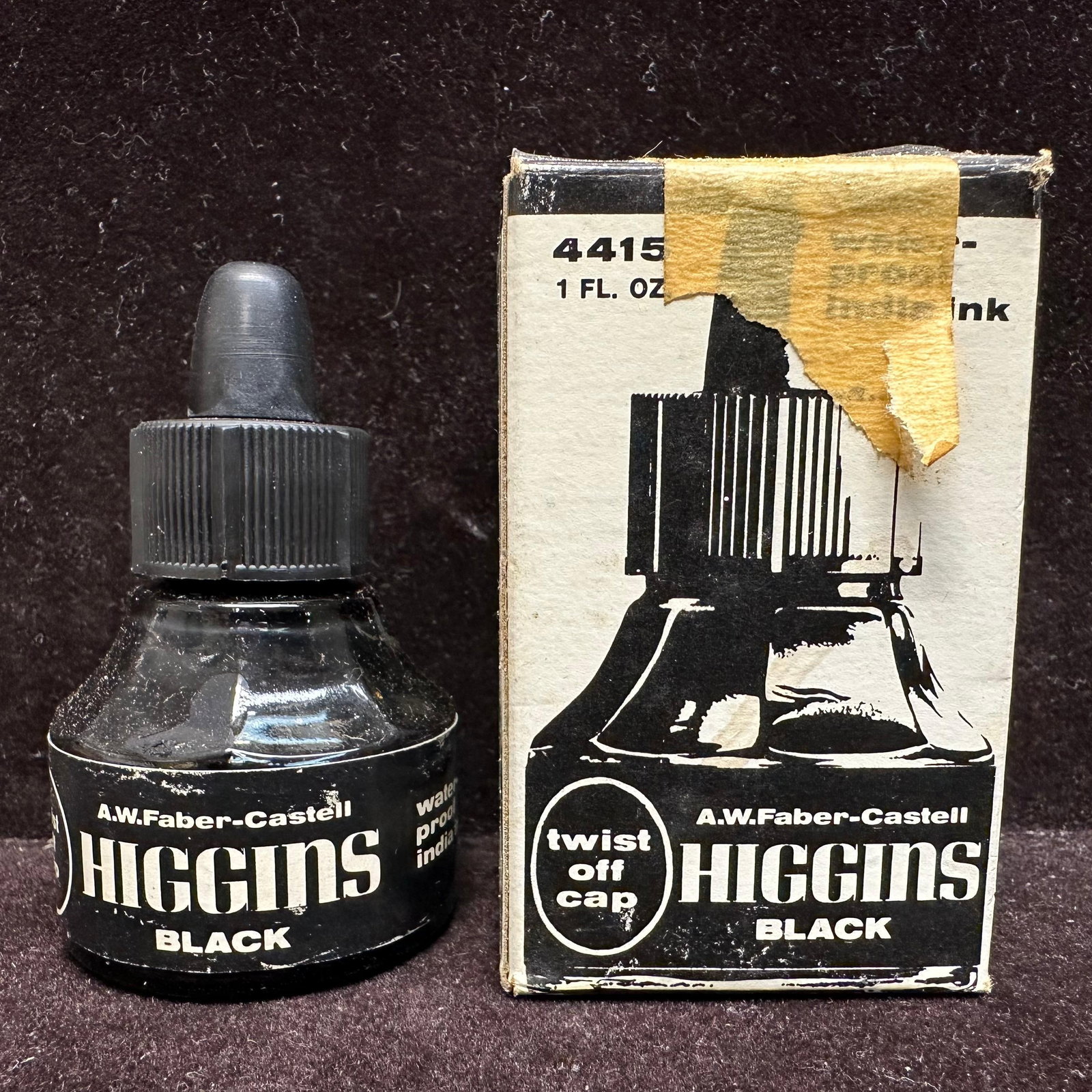 A.W. Faber Castell Higgins Waterproof India Ink 4415 Black 1fl oz New with Box: Ink comes untouched, new in the box, with wear on the outer packaging due to age and storage. This item is in like-new, previously displayed condition with light wear and surface markings. Please refe