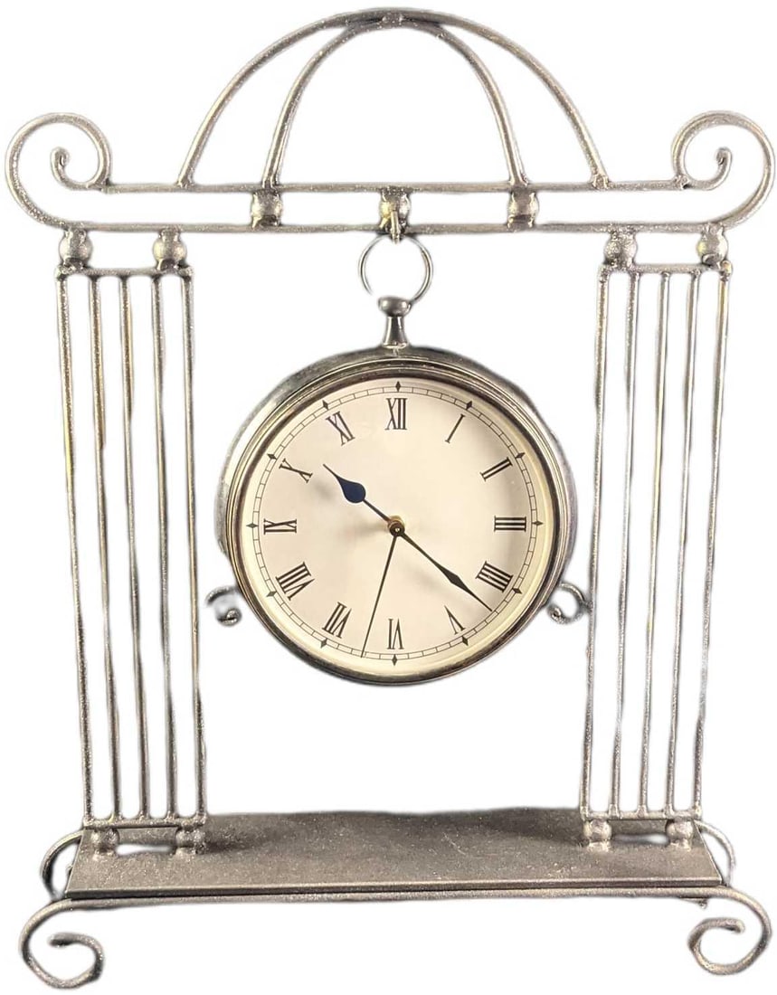 Vintage Style Prestige Mantel Clock: Vintage Style Prestige Mantel Clock. Requires one AA battery. The clock can be removed from its stand to be hung on the wall. The clock is approx 18" x 4" x 24 1/2" and it weighs 9.5lbs. The clock is