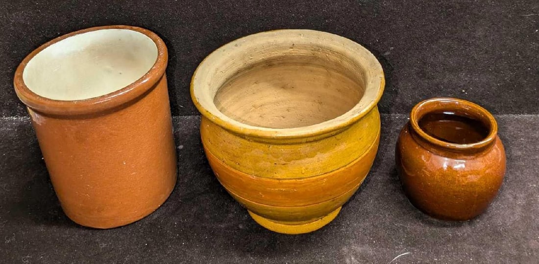 3 Vintage Flower Pots Crock Pots (1 of 9)