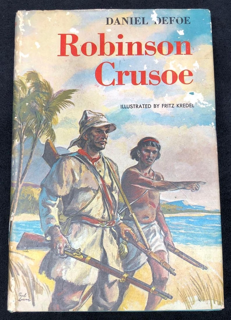 "The Life and Adventures of Robinson Crusoe" by Daniel Defoe - 1945 Vintage Hardcover (1 of 11)