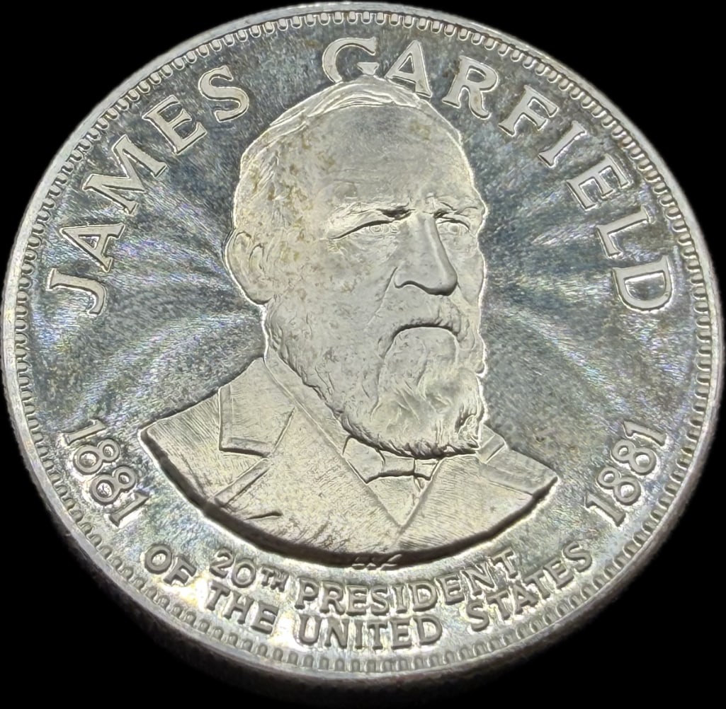 James Garfield Sterling Silver Presidential Coin: These coins have been tested and researched to the best of our ability prior to listing. Please view photos, as they are a part of the condition. DETAILS: Metal - .925 Sterling Silver Tested - Yes Si
