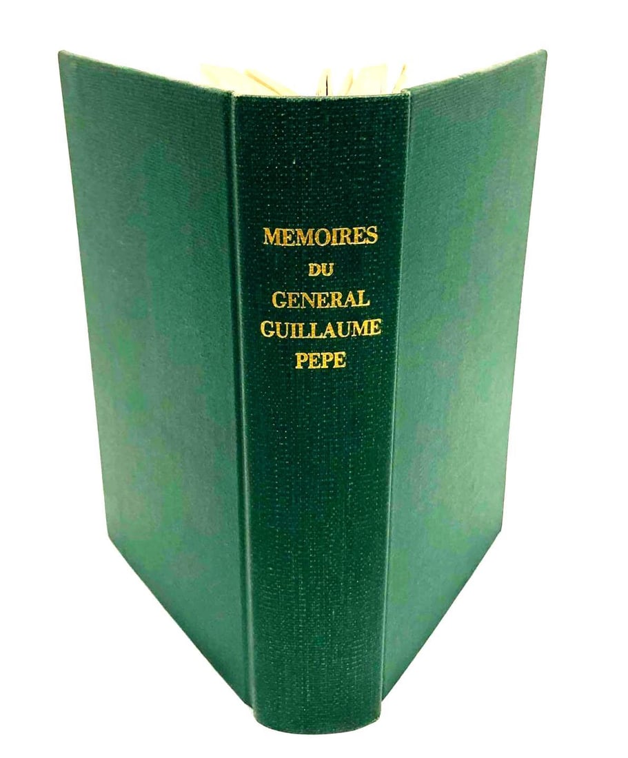 Hardcover Copy Of Memoires Du General Guillaume Pepe: This lot contains a hardcover copy of Memoires Du General Guillaume Pepe. The purchase of this book includes a protective plastic sleeve. he book is approx 8" x 5 1/4" and weighs about 1.6lbs.