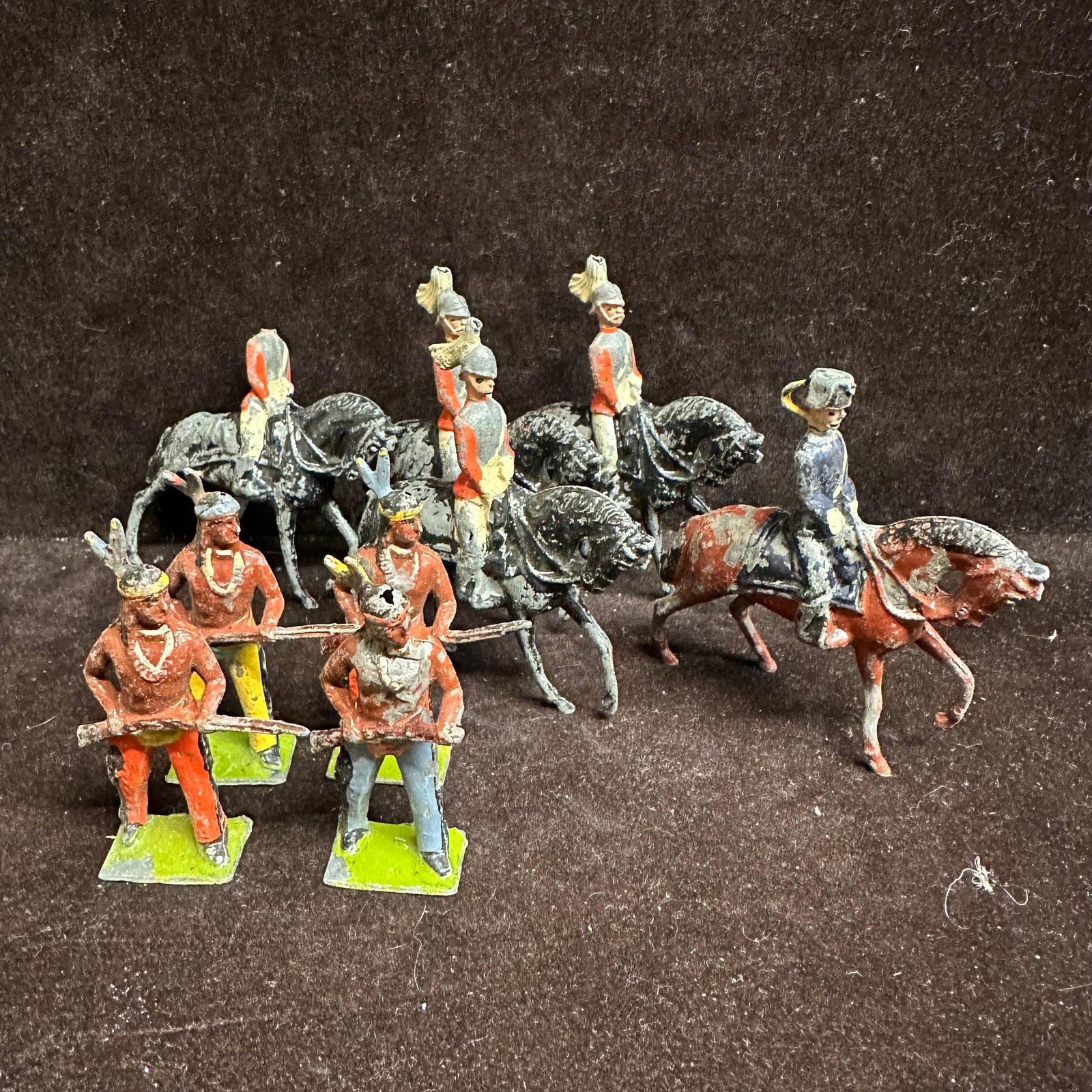 Mixed Lot Lead Toy Soldier Figures with Cavalry and Native American Warriors (1 of 7)