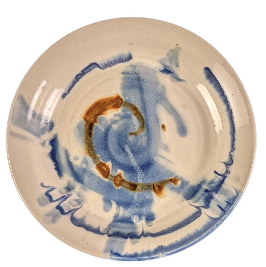 Handmade Pottery Art Plate: Handmade Pottery Art Plate. Is signed by the artist on the bottom. The plate is approx 10" x 10" x 1" and it weighs approx 1.44lb. The bowl is in a good, used condition with some wear on the bottom.