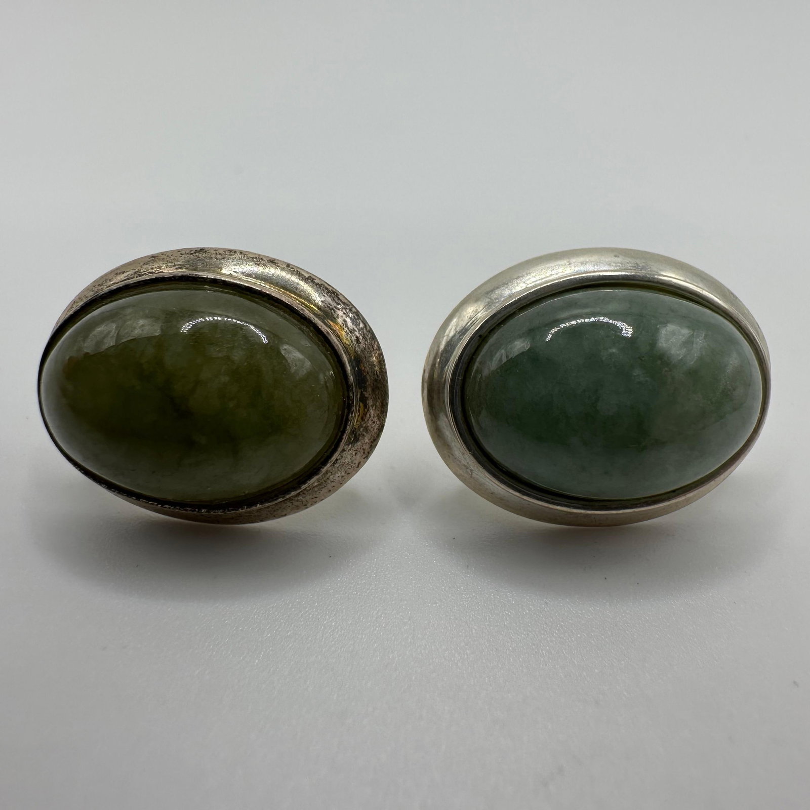Green Aventurine Oval Cabochons Sterling 925 Silver Earrings (1 of 4)