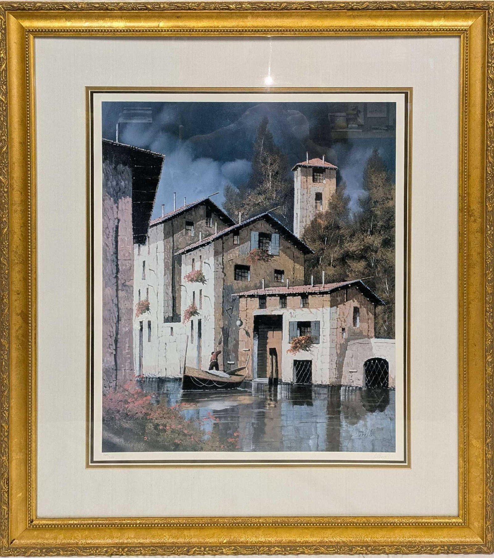 Framed S&N Guido Borelli After The Storm Print: Framed S&N Guido Borelli After The Storm Print. This is approx 34" x 30 1/2" x 1 1/4" and it weighs 11.70lbs. The print was signed and numbered by the artist under the image on the white border.