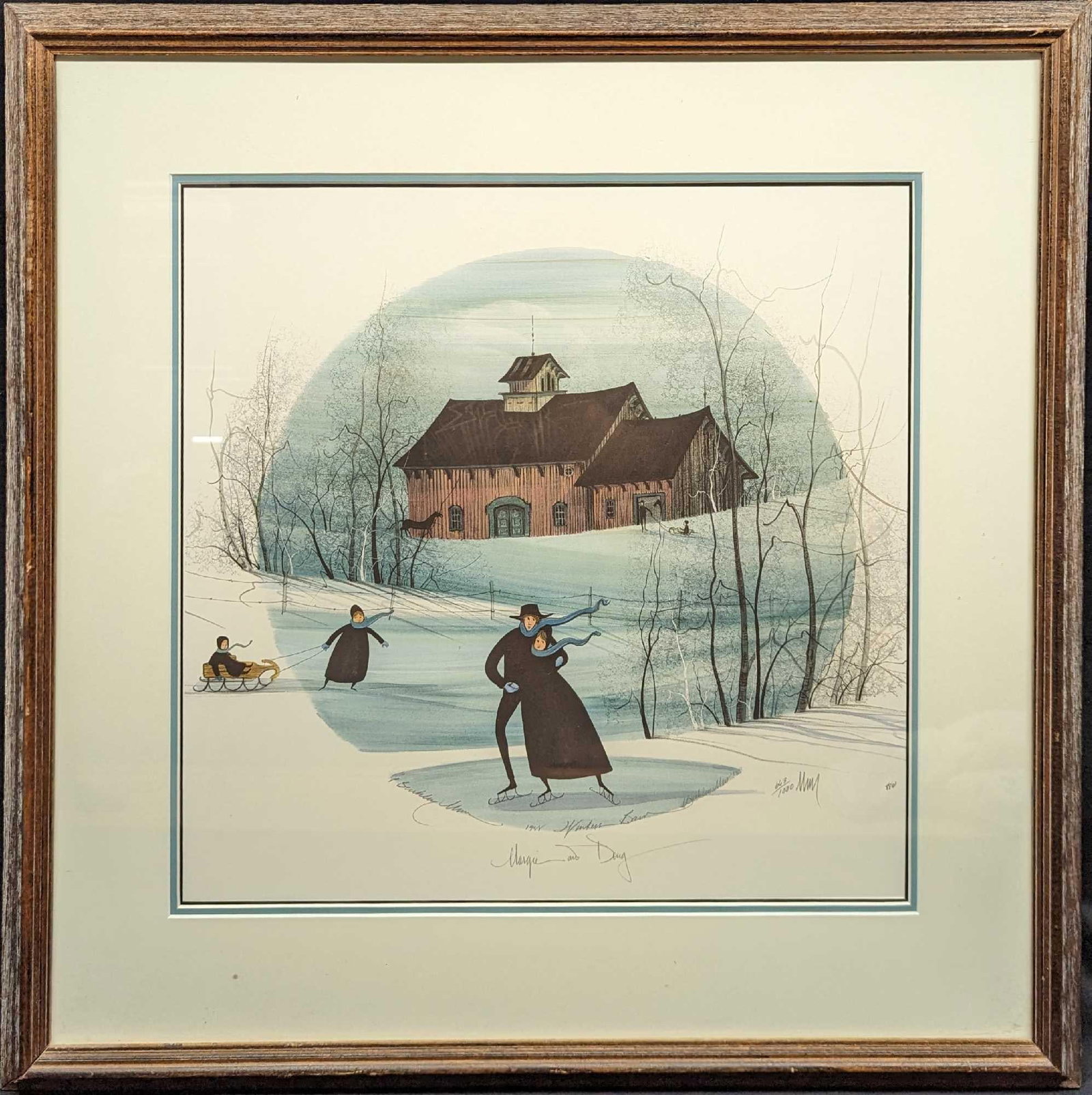 P. Buckley Moss 1991 S&N Print Framed Amish Winter: P. Buckley Moss 1991 S&N Print Framed Amish Winter. This one is #633 out of #1000. This frame print is approx 24" x 1 1/4" x 24" and it weighs 6lbs. The print/visible image is approx 15 7/8" x 15 3/4"