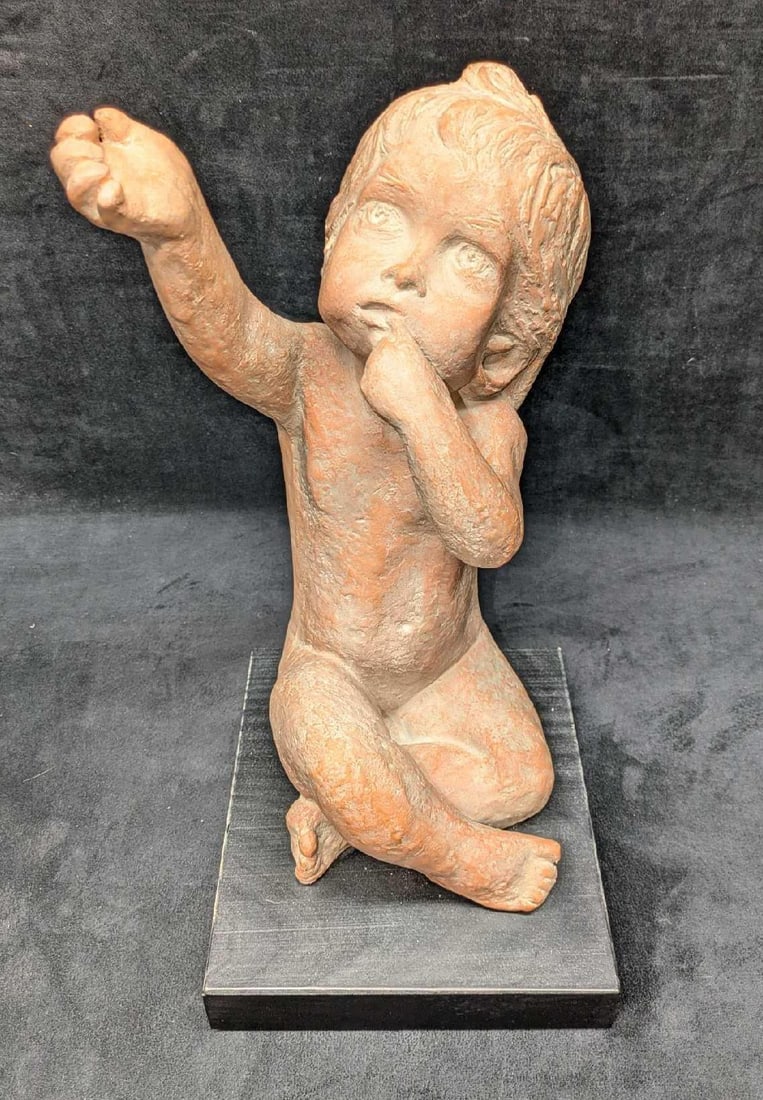 Austin Productions Baby Reaching for Mother Sculpture: Austin Productions Baby Reaching for Mother Sculpture. This is approx 7 7/8" x 9" x 16" and it weighs 10 lbs. This was designed by Klara Sever and was made of plaster. 