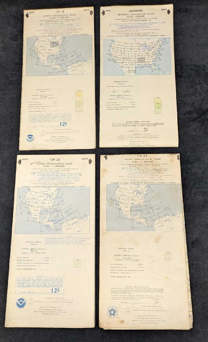 4 Vintage Memphis And World Aeronautical Charts (1 of 6)