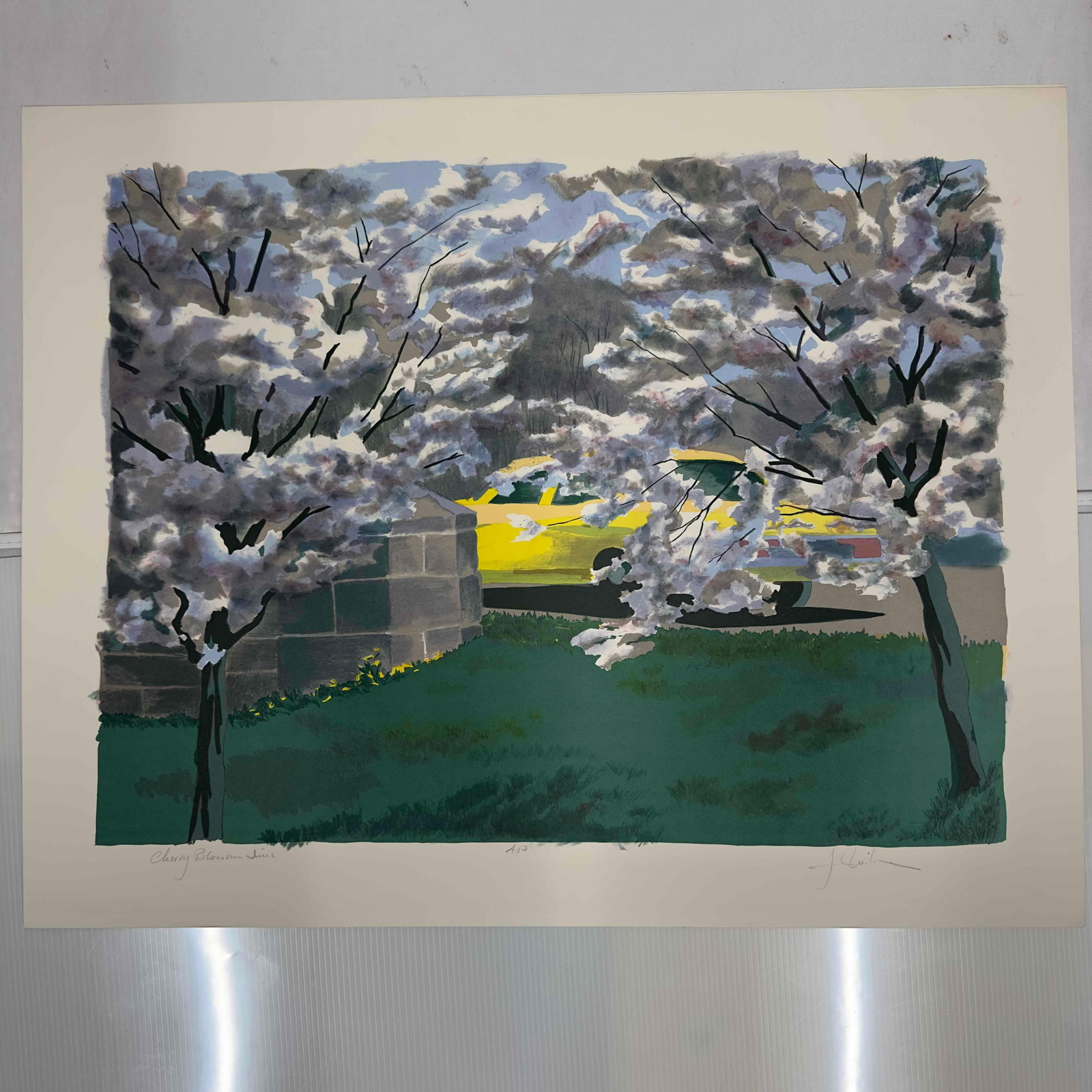 Cherry Blossom Wilcox Artist Proof AP Serigraph Lot of Two 2 Serigraphs: Cherry Blossom Wilcox Artist Proof AP Serigraph Lot of Two 2 Serigraphs. Artist Proof signed lithographs by artist Wilcox. A few noticeable creases on the lithographs, minor light stains, and some wea