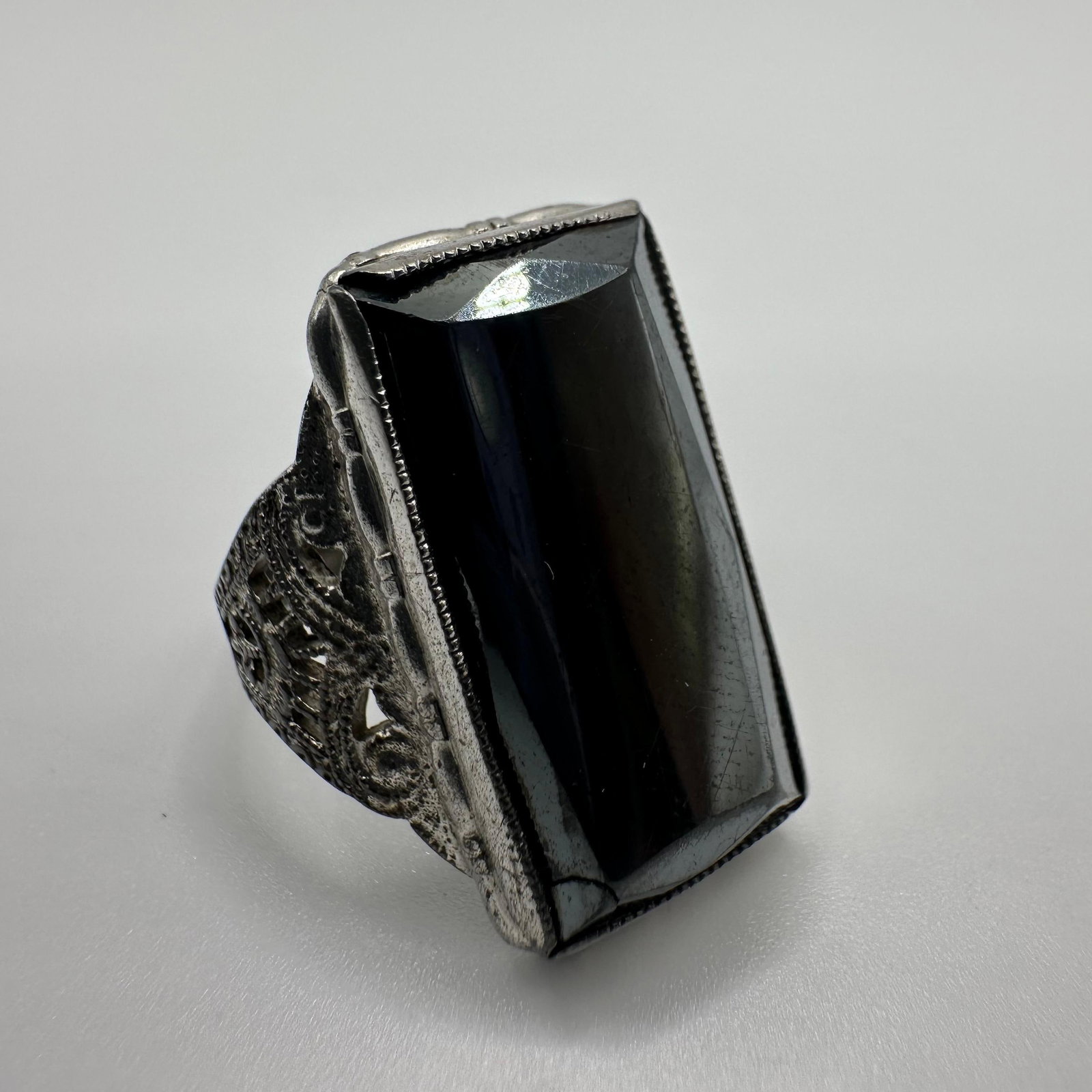 Magnetite Rectangle Sterling Silver Ring - 4