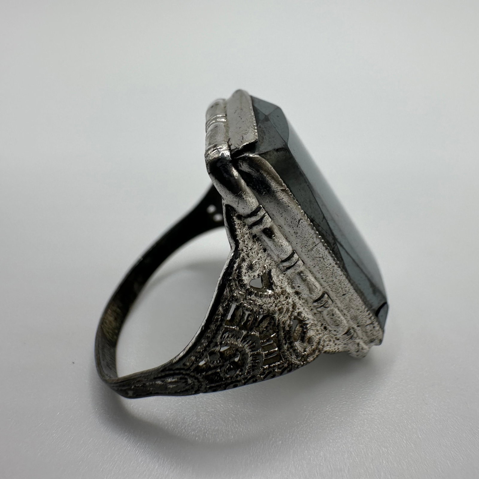 Magnetite Rectangle Sterling Silver Ring - 5