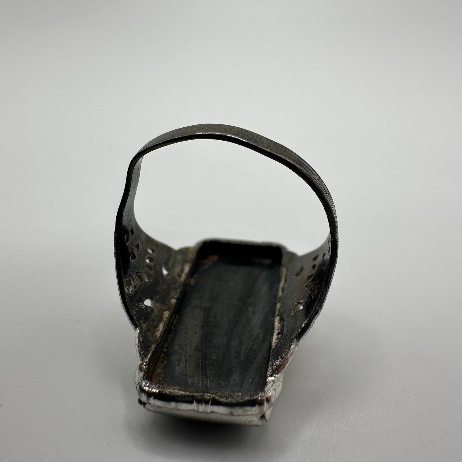 Magnetite Rectangle Sterling Silver Ring - 6
