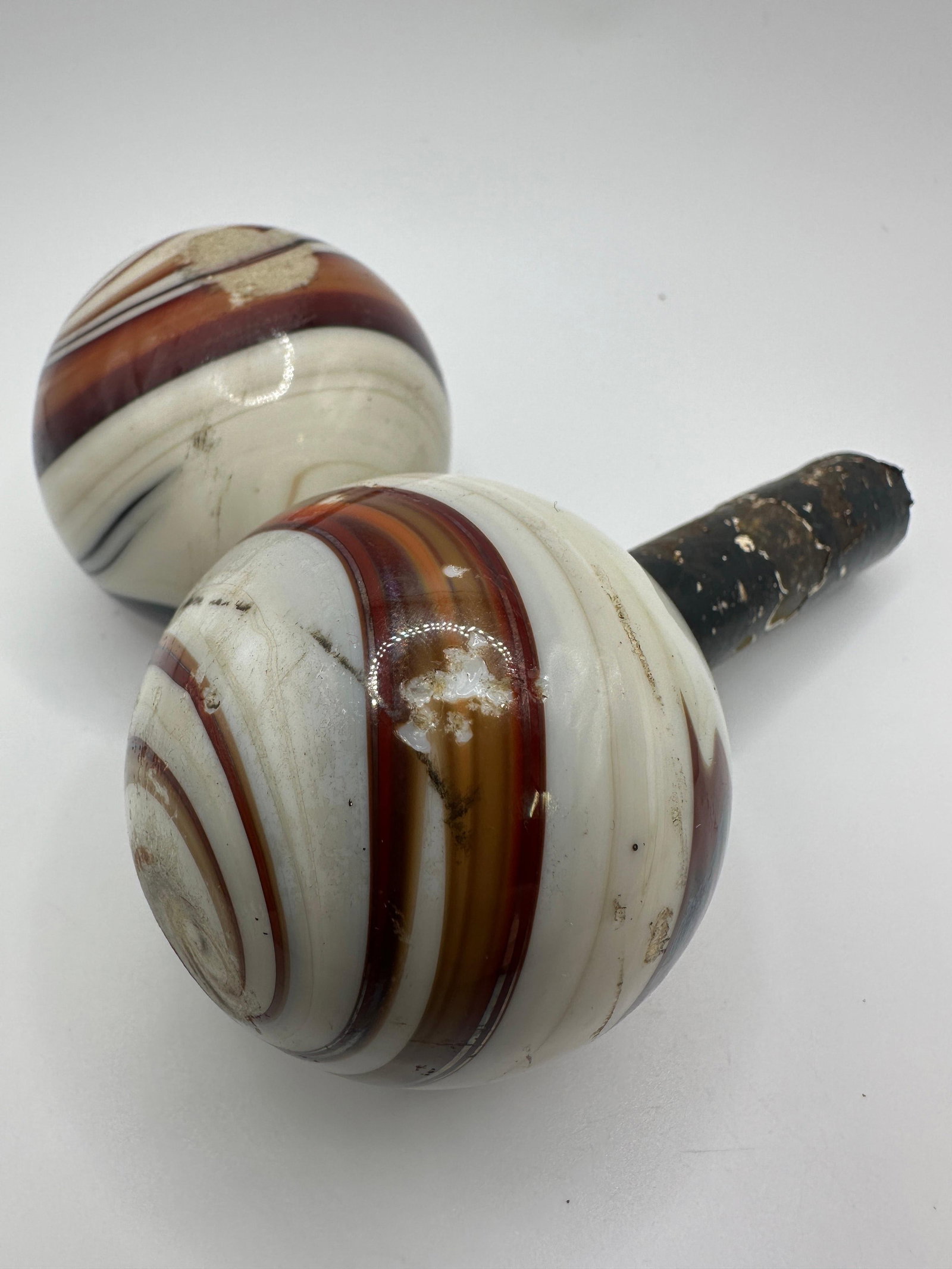 Pair of Swirl Art Glass Gear Shift Knobs Marble Slag Style (1 of 4)