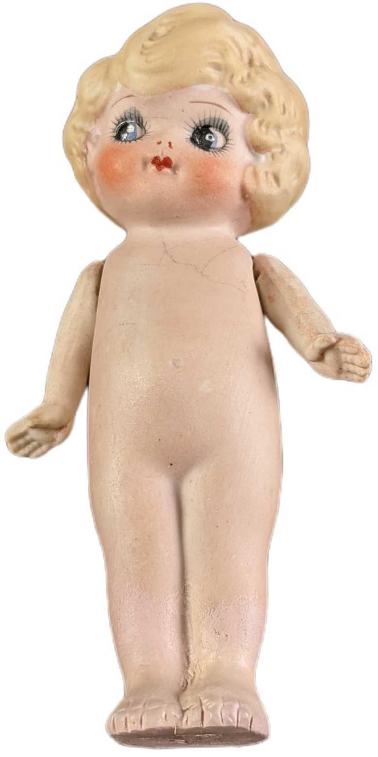Vintage Porcelain Made In Japan Naked Baby Doll: Vintage Porcelain Made In Japan Naked Baby Doll. This may be one of the infamous "Frozen Charlotte" dolls. The doll has some scratches, markings, and crazing. Please see the images as they are part of