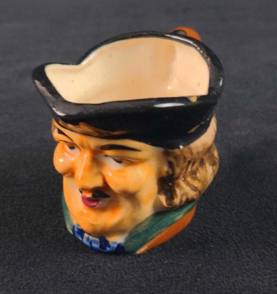 Small Vintage Toby Face Creamer Colonial Man:  Small Vintage Toby Face Creamer Colonial Man. Made in Japan. Is approx 3 1/2" x 2 1/4" x 2 1/2" and is in a good, vintage condition with some crazing inside the creamer and light wear.