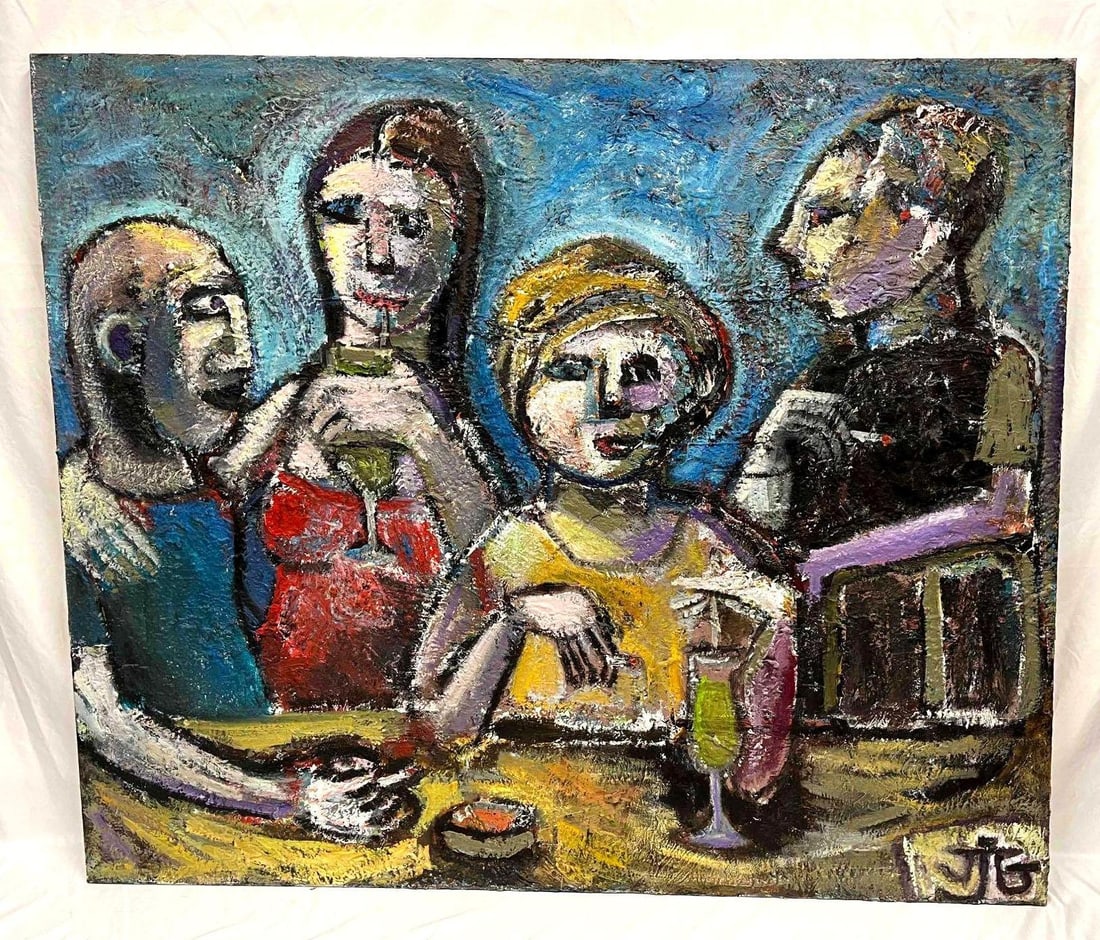 Large Oil Pastel On Canvas "Late Night Lucid Spear Burst" By John J. Graham: This lot contains a Large Oil Pastel On Canvas "Late Night Lucid Spear Burst" By John J. Graham. It is approx 42" x 50 1/4". Total weight is approx 11lbs. Overall the Original Oil Pastel on Canvas is 
