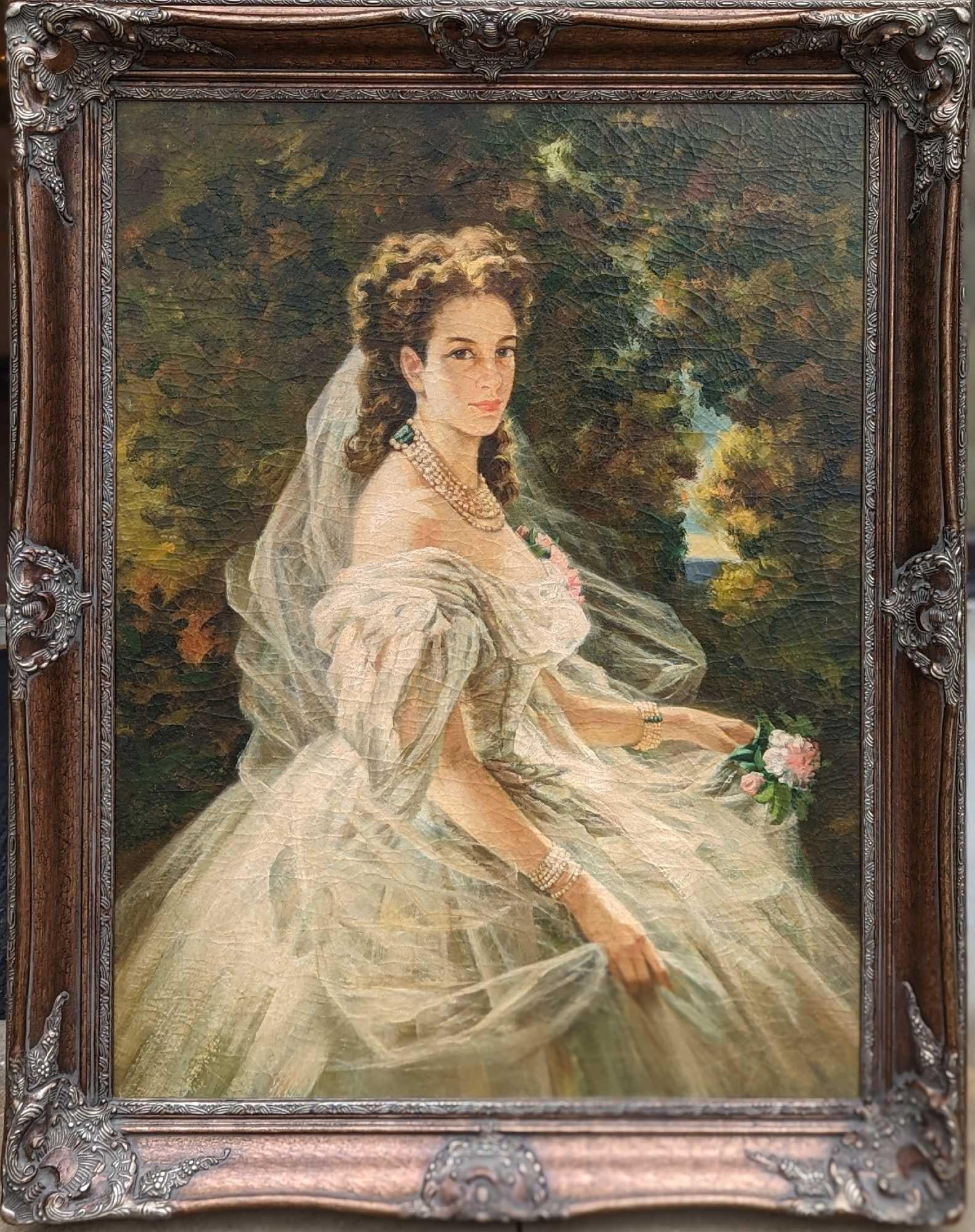 Vintage Style Print Princess Pauline Sandor Metternich: Vintage Style Print Princess Pauline Sandor Metternich. Here is an framed textured print of Princess Pauline Sandor Metternich.It is a recent reproduction, but was made to resemble a vintage orig