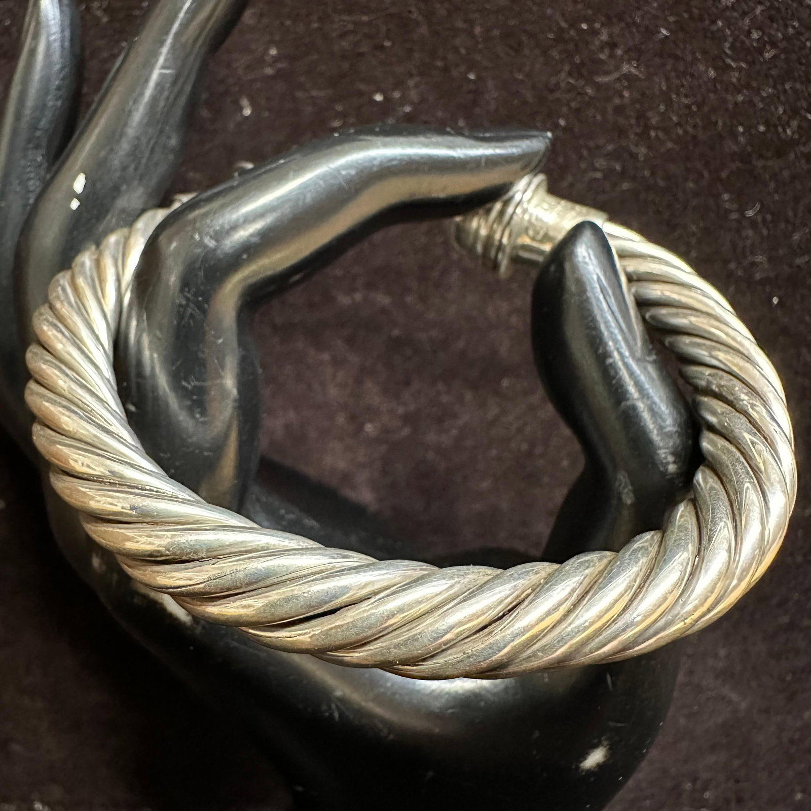 Ball Tip Cable Braided Silver Cuff Bracelet Mexico 925 Sterling (1 of 20)