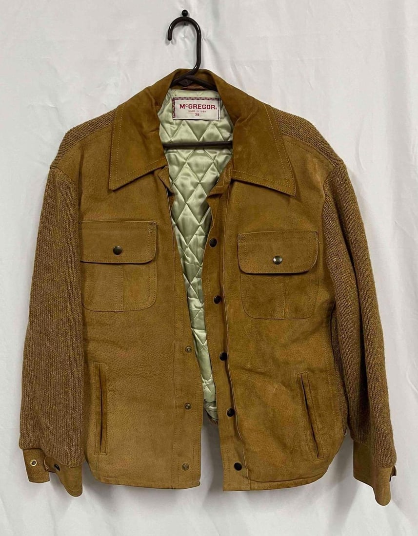 Vintage McGregor Suede & Knit Jacket Size 38: This lot contains a Vintage McGregor Suede & Knit Jacket Size 38. Total weight is approx 2lbs. Overall the Jacket is in good vintage condition with some minor wear from use over time. Please reference