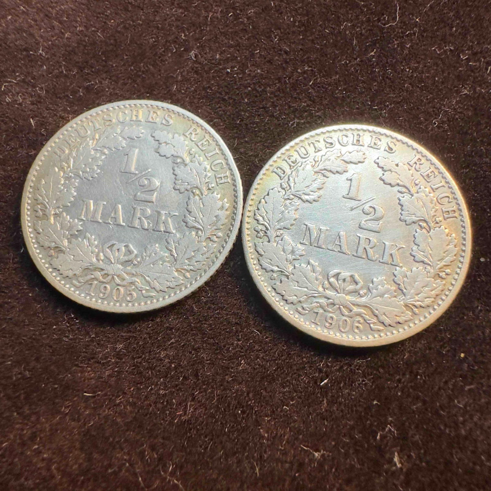 German Empire 1/2 Mark Silver Coins Set Deutsches Reich Coin Collection: These coins have been tested and researched to the best of our ability prior to listing. Please reference all photos for full details, as they are a part of the condition. DETAILS: Metal - 0.900 Silve
