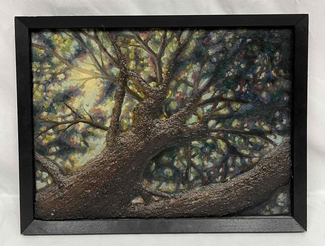 Framed Original Mixed Media Artwork Unsigned: This lot contains a Framed Original Mixed Media Artwork Unsigned. It is approx 20 1/2" x 1 1/4" x 15 1/2". Total weight is approx 4.5lbs. Overall the original artwork is in good used condition with no