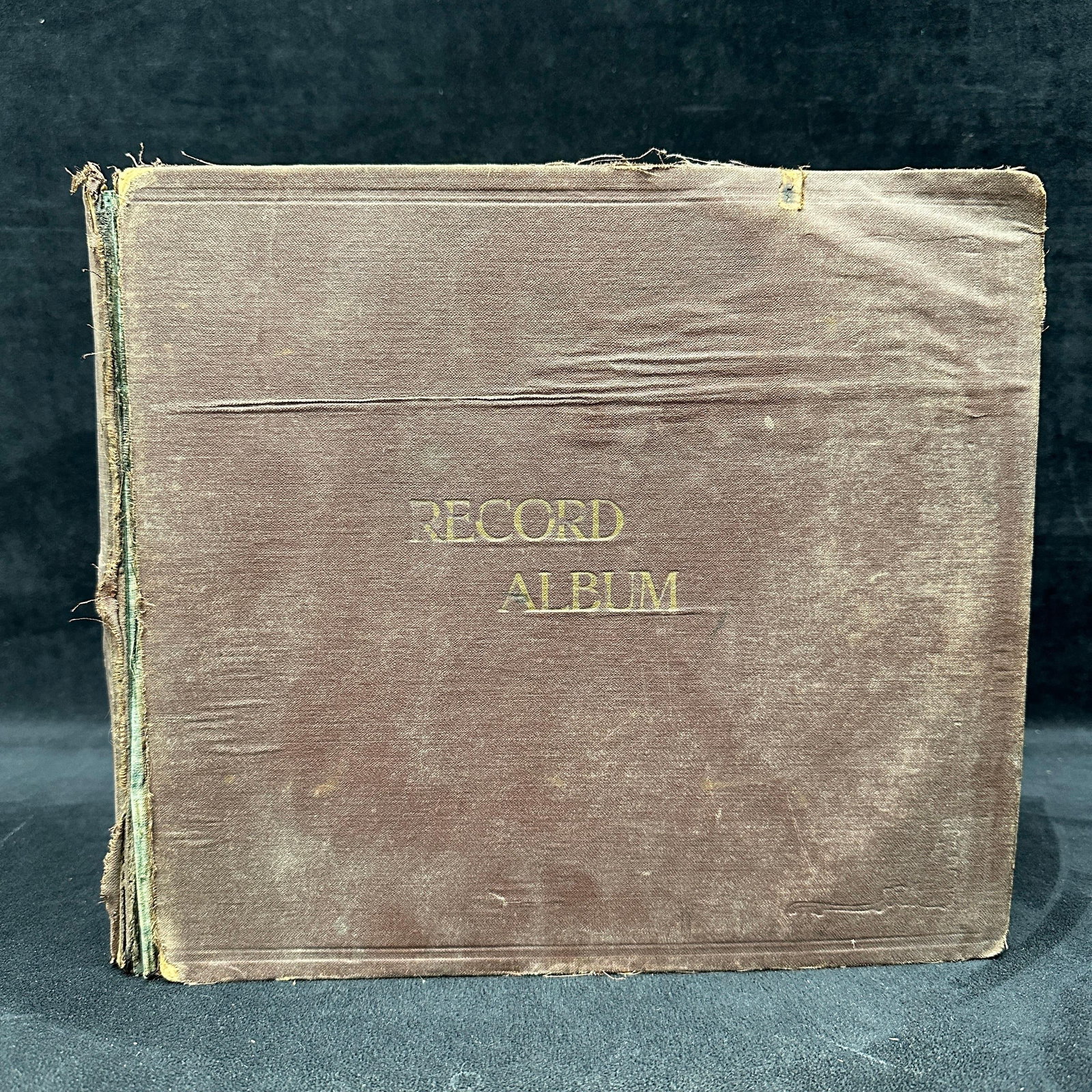 Columbia 78 RPM Brown Record Album With Early Vocal and Orchestra Recordings: Vintage cloth-bound “Record Album” containing assorted Columbia 78 RPM shellac records, including vocal, tango, samba, and orchestral recordings. Visible artists and titles include Xavier Cuga