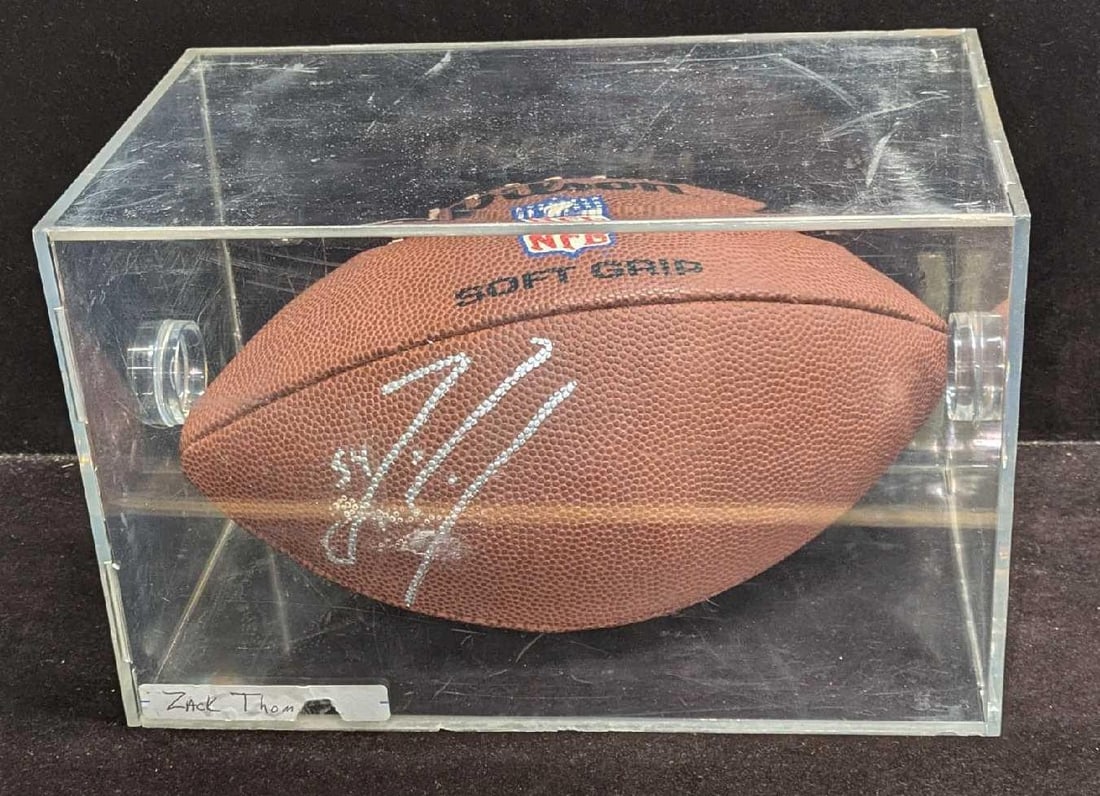 Zack Thomas Autographed NFL Football With Case (1 of 5)