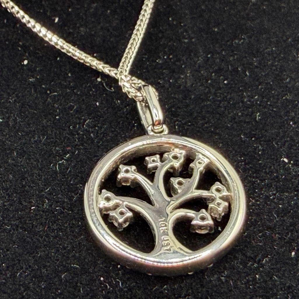 10k White Gold Diamond Tree Pendant - 3