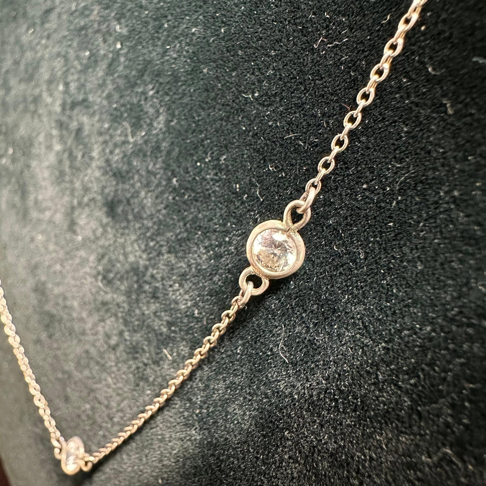 CN 925 Sterling Silver Faux Diamond Necklace N78: This item is in good pre-owned, previously used/displayed condition with noticeable light wear and surface scratches. Please reference all photos for full details. This piece of jewelry has been teste