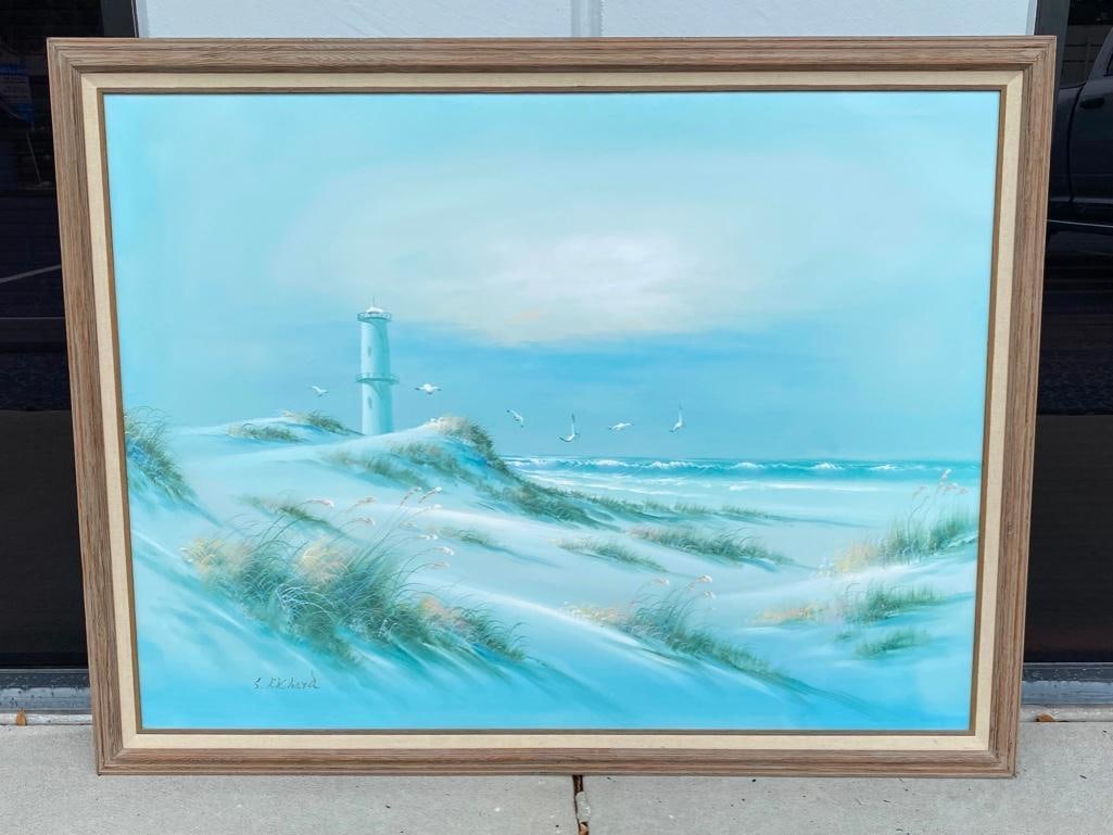 Beach Lighthouse Scene Painting JB (1 of 5)
